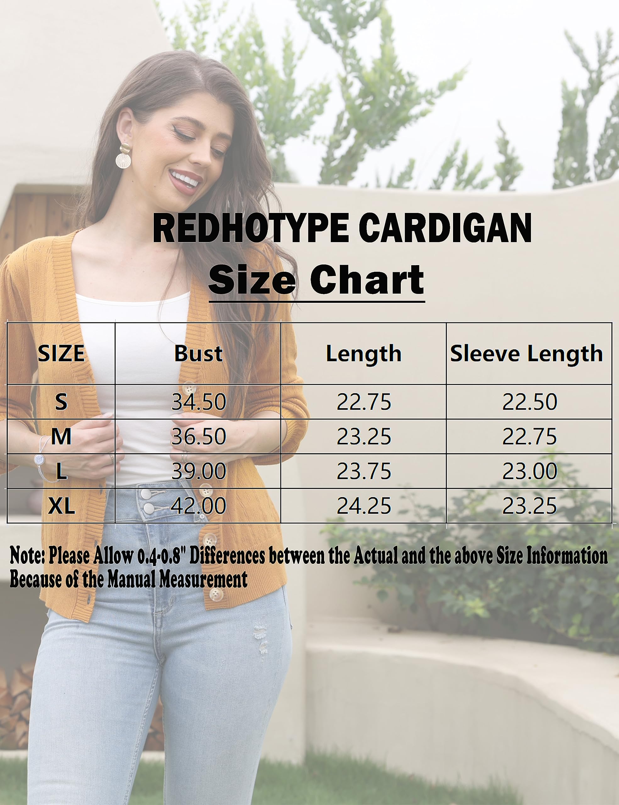 Red Hotype Women's Button Down V-Neck Cardigan Sweater - Casual Open Front Knitwear for Office, Date Night & Fall Layering