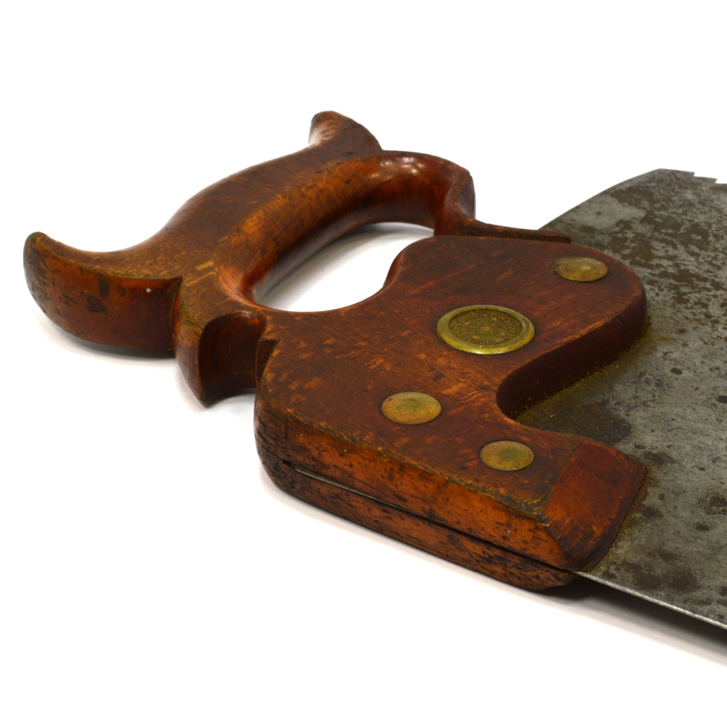Antique Richardson Brothers No. 7 Rip Saw - 4 1/2 PPI Straight Back Hand Saw - 19th Century Vintage Tool for Woodworking & Carpentry Projects