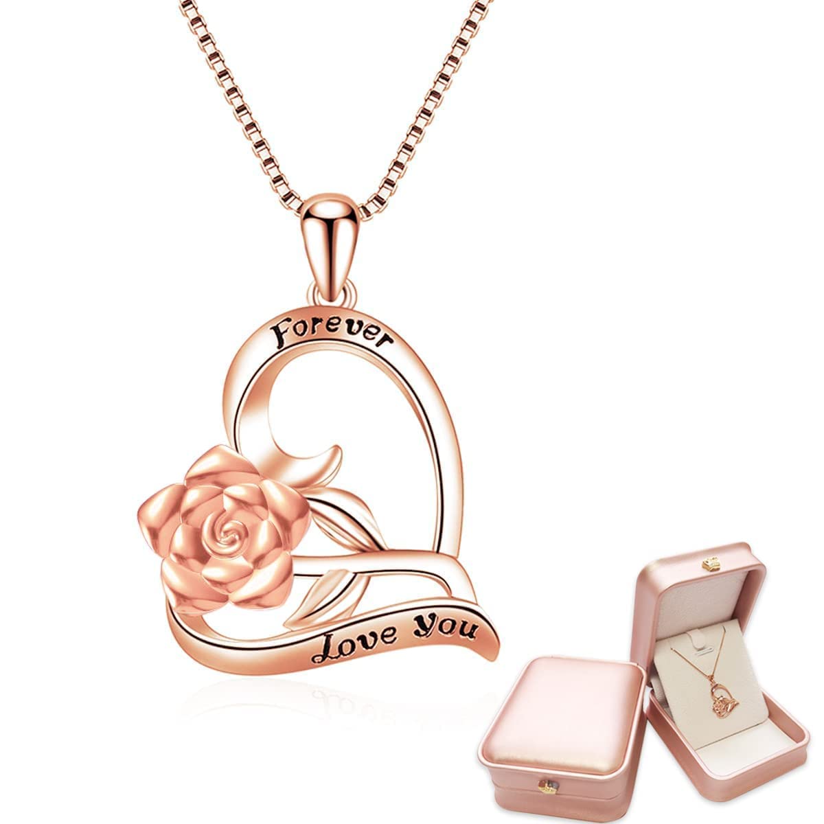 SWEETIME Blue Rose Gift Box with Sterling Silver S925 Necklace & Floral Brooch - Eternal Rose Jewelry Set for Women - Perfect Thanksgiving, Christmas & Anniversary Gift for Her - Romantic Present for Wife, Girlfriend, Mother (Home Decor & Special Occasion Gift)