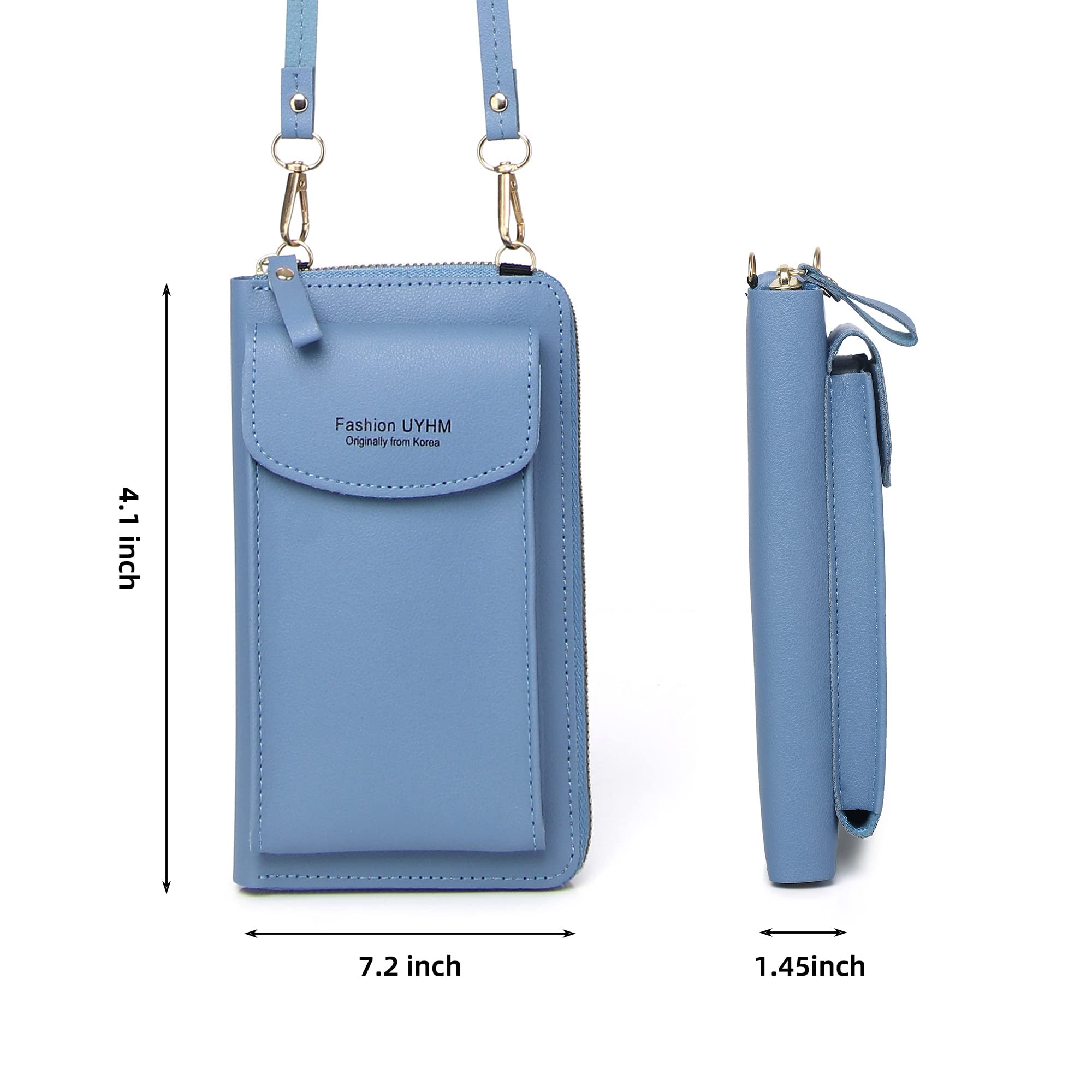 RFID Blocking Crossbody Phone Purse for Women - Blue, Perfect for Travel & Shopping