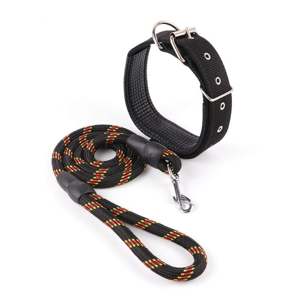 Yisatann Heavy Duty Nylon Dog Leash with Padded Handle & Reflective Threads - Strong Rope Leash for Medium & Large Dogs - Perfect for Night Walks, Jogging, and Outdoor Adventures