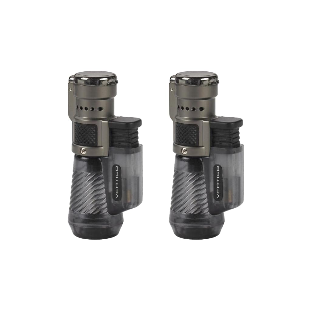 Vertigo by Lotus Cyclone Triple Torch Cigar Lighter - Clear Windproof Butane Lighter for Cigars, Cigarettes & Outdoor Use - Perfect for Smoking, Camping & Travel Accessories