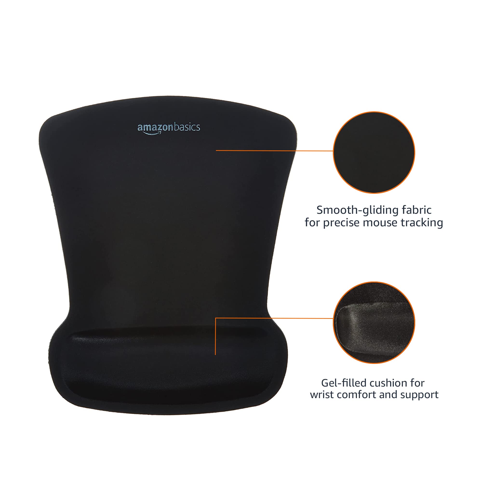 Amazon Basics Rectangular Gel Computer Mouse Pad with Wrist Support - Small Size, 20-Pack, Black - Ergonomic Office & Gaming Accessory for Comfortable Wrist Rest