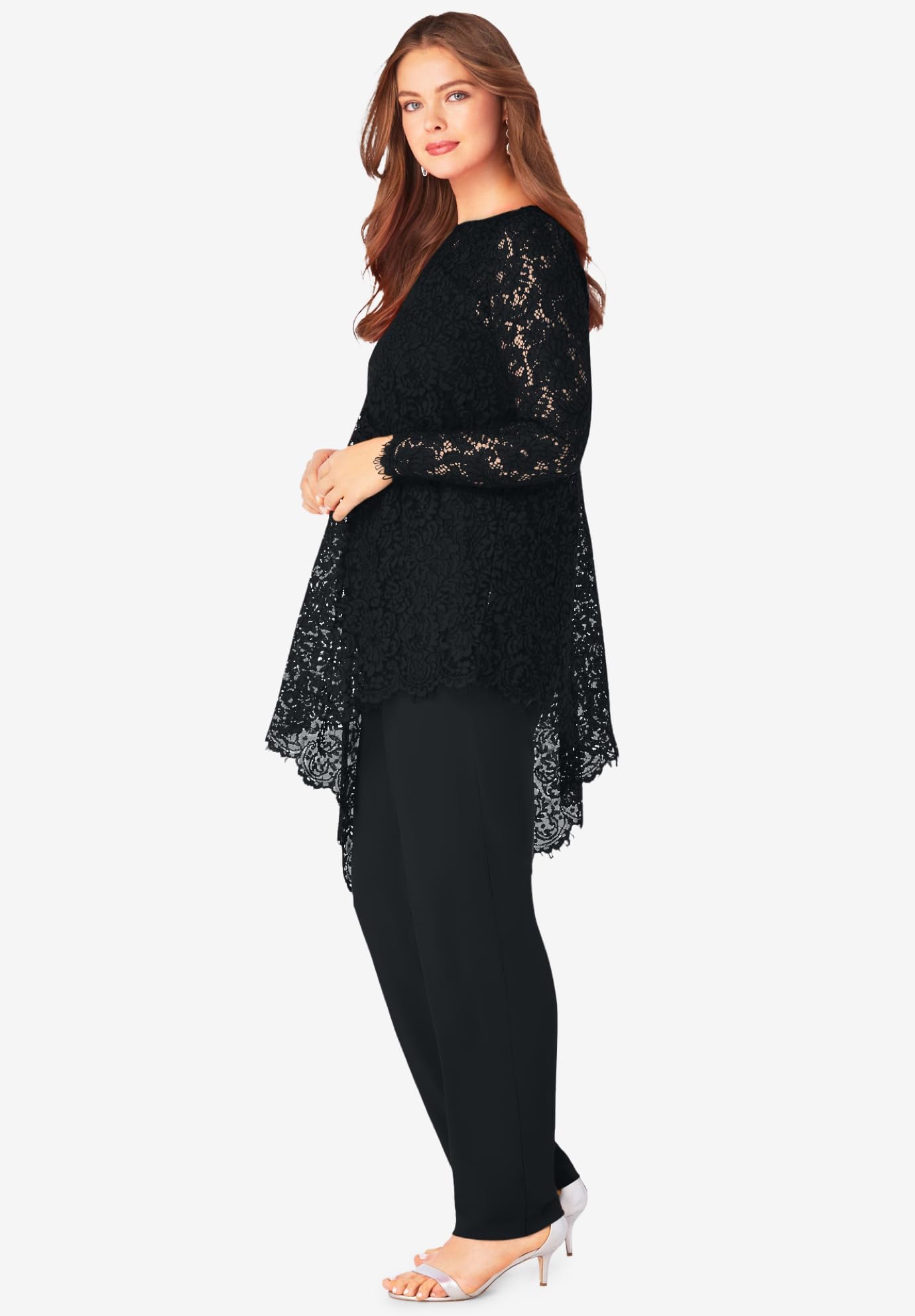 Romantic Women's Plus Size Asymmetrical Lace Panty Set - Sexy Lingerie for Valentine's Day & Special Occasions