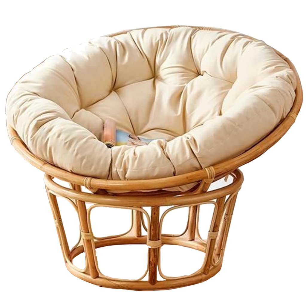 LXZSP Papasan Chair Cushion Replacement - Round Rattan Chair Seat Pad for Indoor/Outdoor Use, Soft & Durable (Off White, 130x130cm) - Perfect for Porch, Patio, Garden & Living Room Relaxation