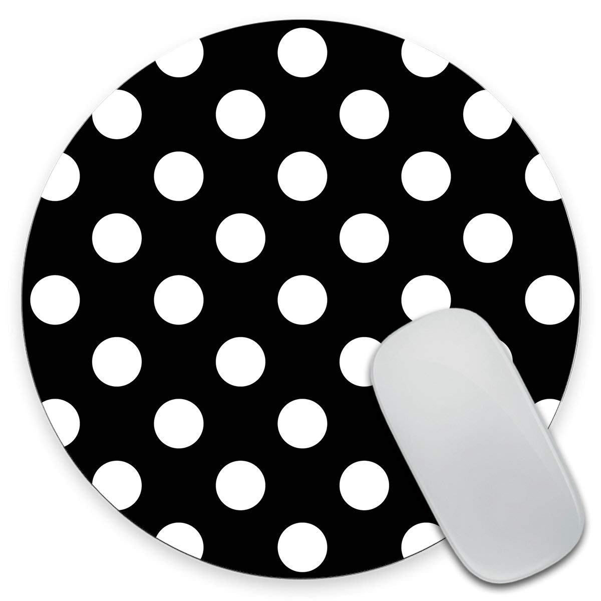 Polka Dot Mouse Pad - 7.9 x 7.9 Inch Non-Slip Round Desk Mat for Office, Gaming & Home Computer Use - Cute Personalized Desk Accessories for Work & Study