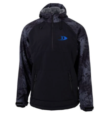 Blackfish Gale Softshell Pullover Jacket for Men - Windproof, Water-Resistant, Lightweight Outdoor Wear - Blackout Color - Size 3XL - Perfect for Hiking, Camping & Winter Sports