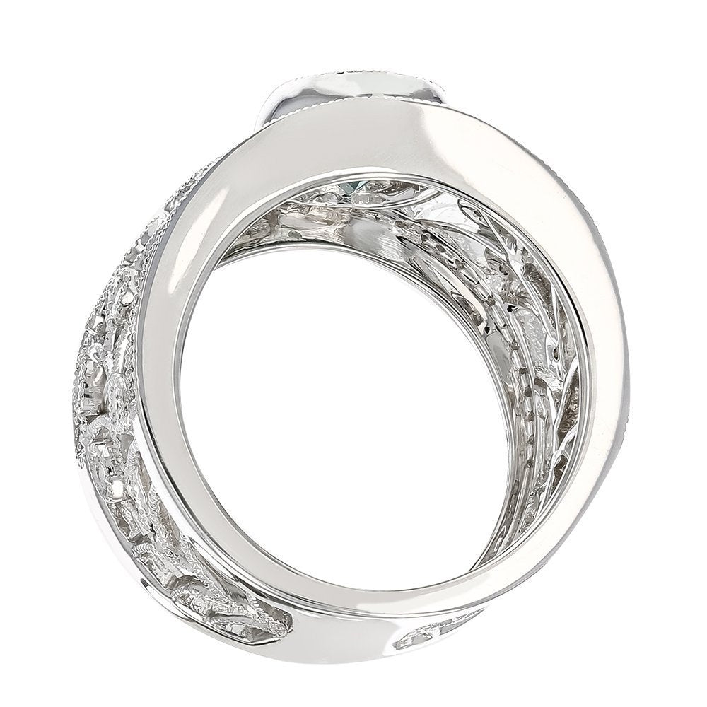 JULEVE Tourmaline & Diamond Filigree Ring - Elegant Vintage Style Jewelry for Women, Perfect for Weddings, Parties & Special Occasions