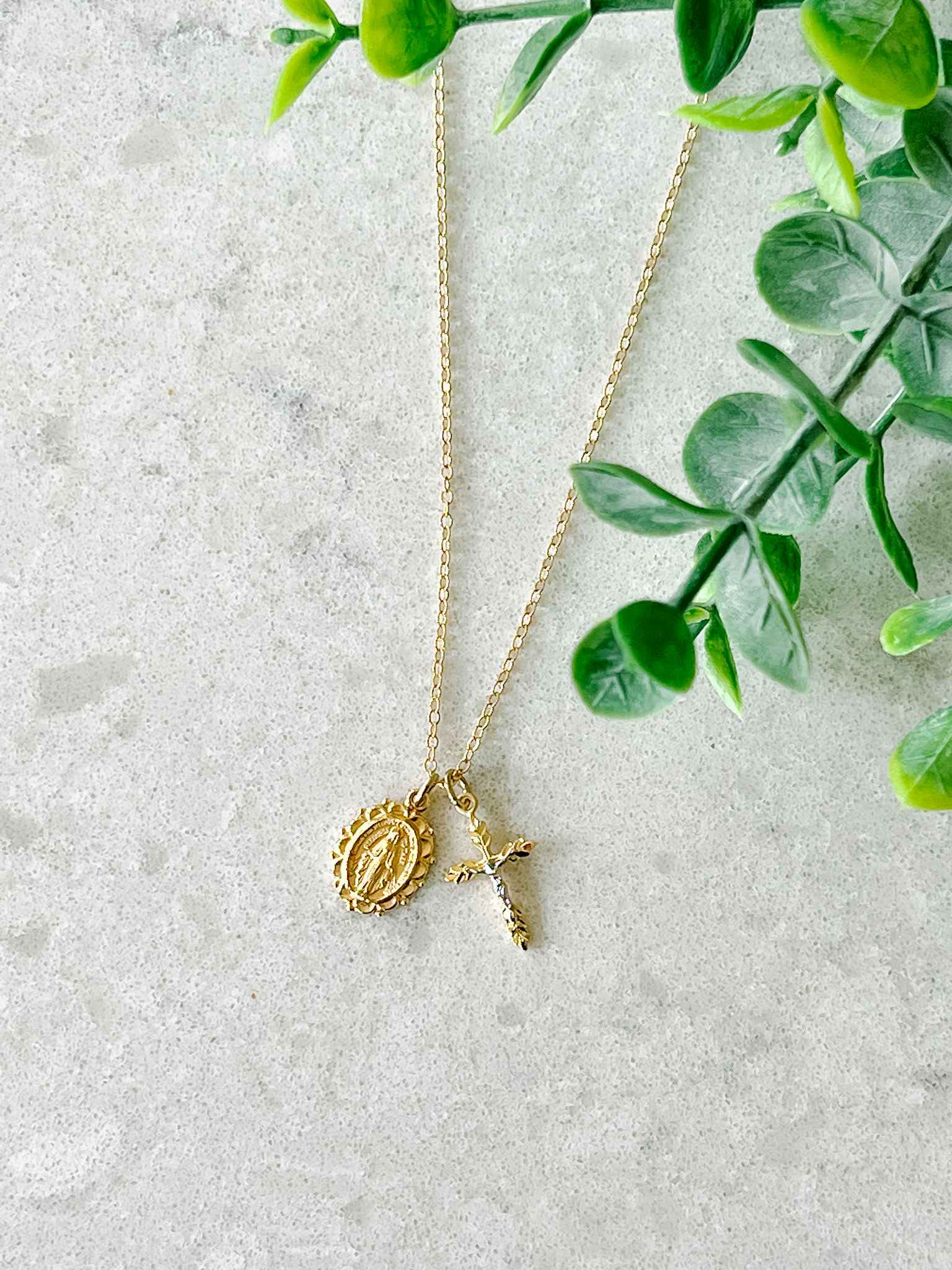 Miraculous Medal & Two-Toned Crucifix Necklace - Religious Jewelry for Women & Men - Perfect for Church, Prayer & Daily Wear