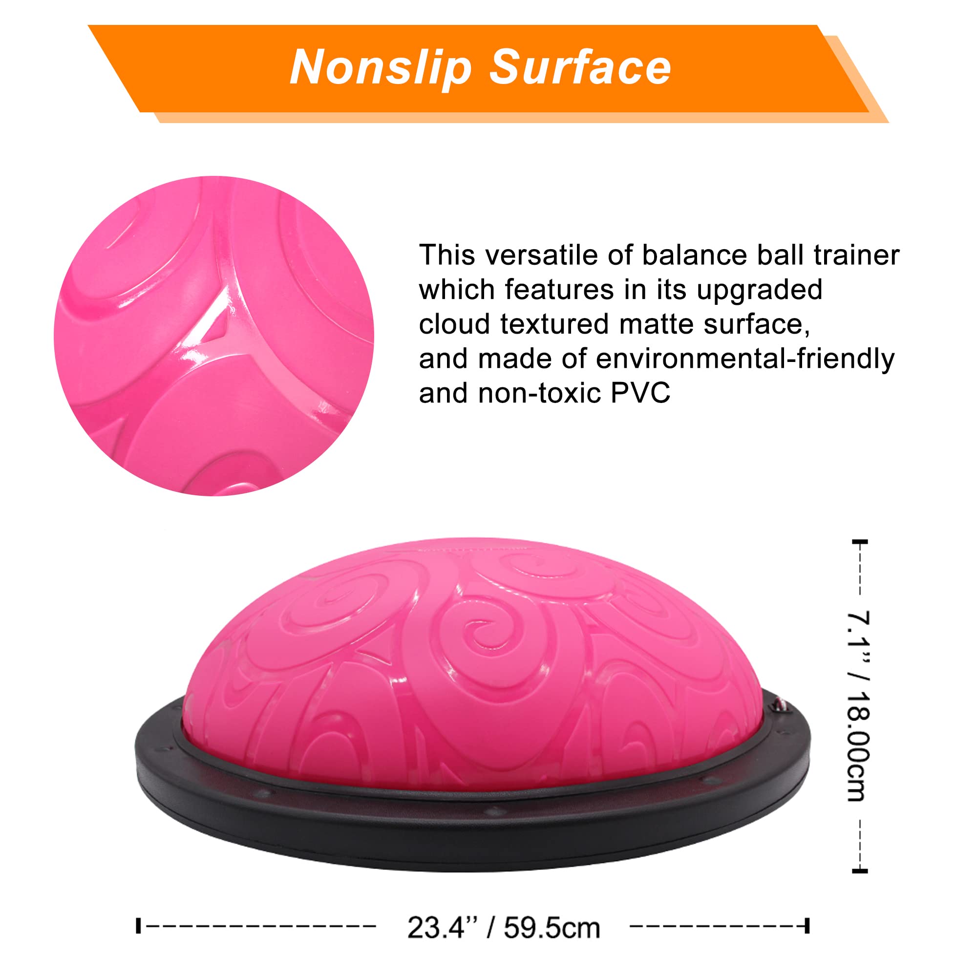 ATIVAFIT Half Exercise Ball - Inflatable Balance Trainer for Core Strength, Yoga, Pilates & Home Gym Workouts - Includes Resistance Bands & Pump - Supports Up to 660 lbs - Perfect for Stability Training, Physical Therapy & Fitness Routines
