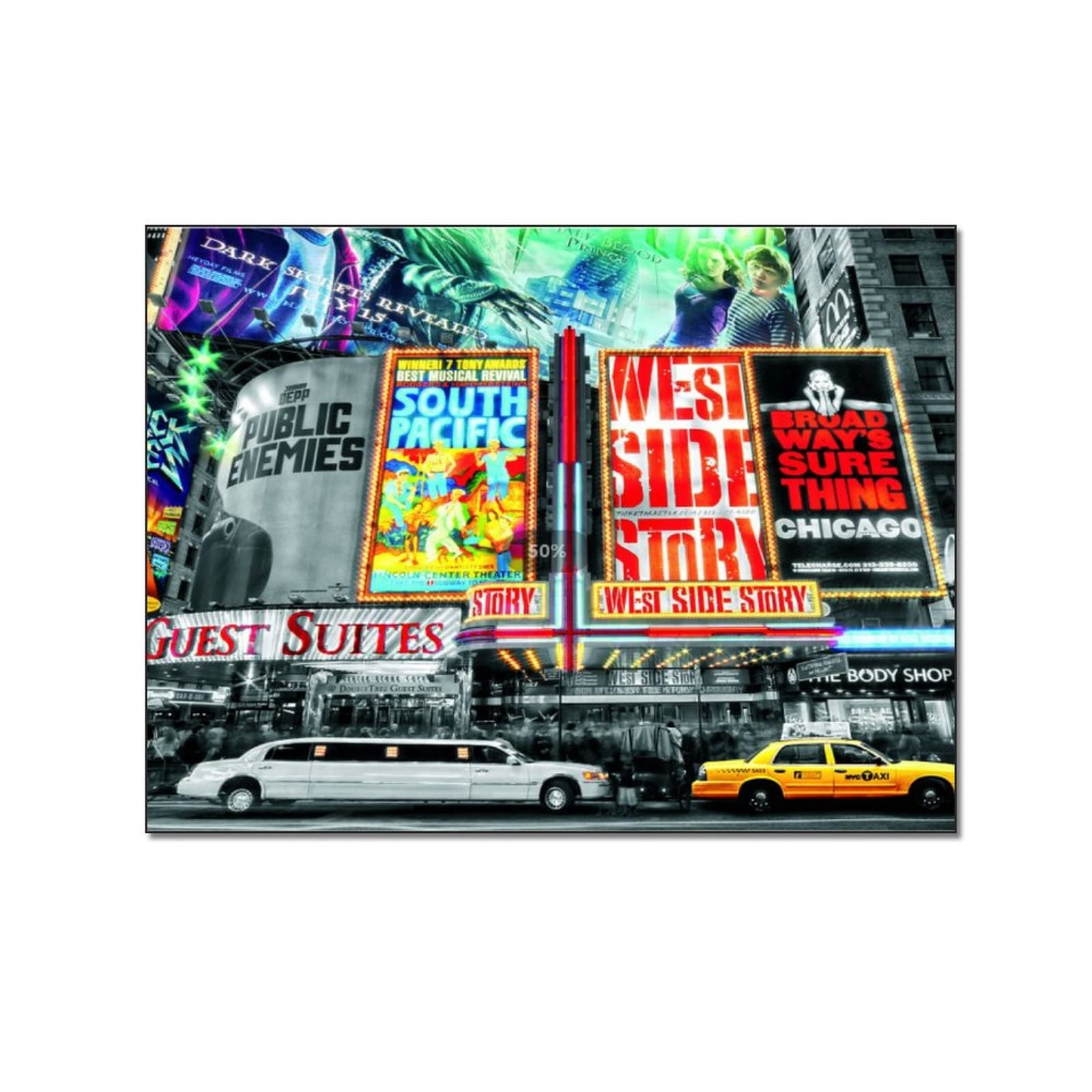 New York Broadway Art Poster - Premium Canvas Print Wall Art for Living Room & Bedroom Decor - 24x32 Inch (60x80cm) Framed Painting - Perfect for Home, Office & Theater Lovers