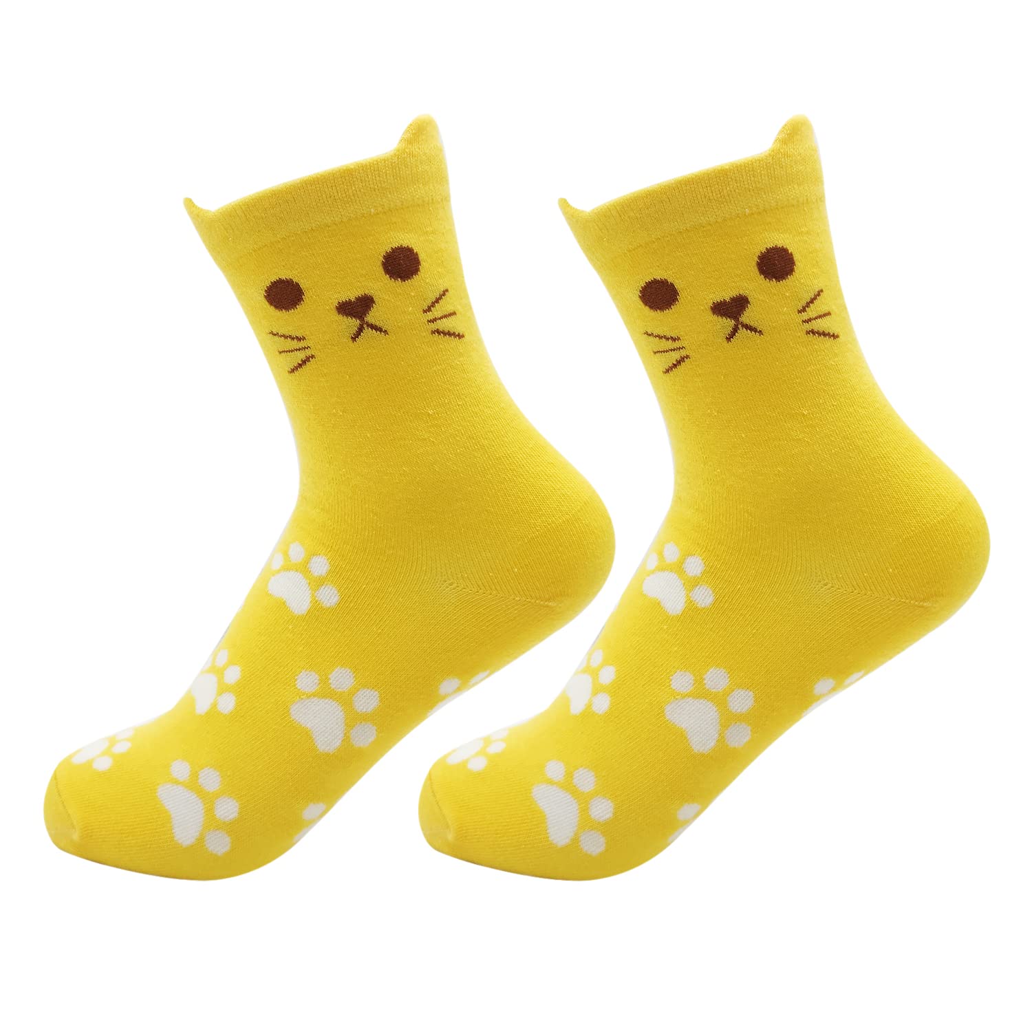 ALLY-MAGIC Women's Cotton Animal Funny Socks - Cute Yellow Cat Print Thermal Warm Socks for Women & Girls | Perfect Gift Idea for Christmas, Birthday & Daily Wear | Cozy Home, Office & Casual Outfit Essential