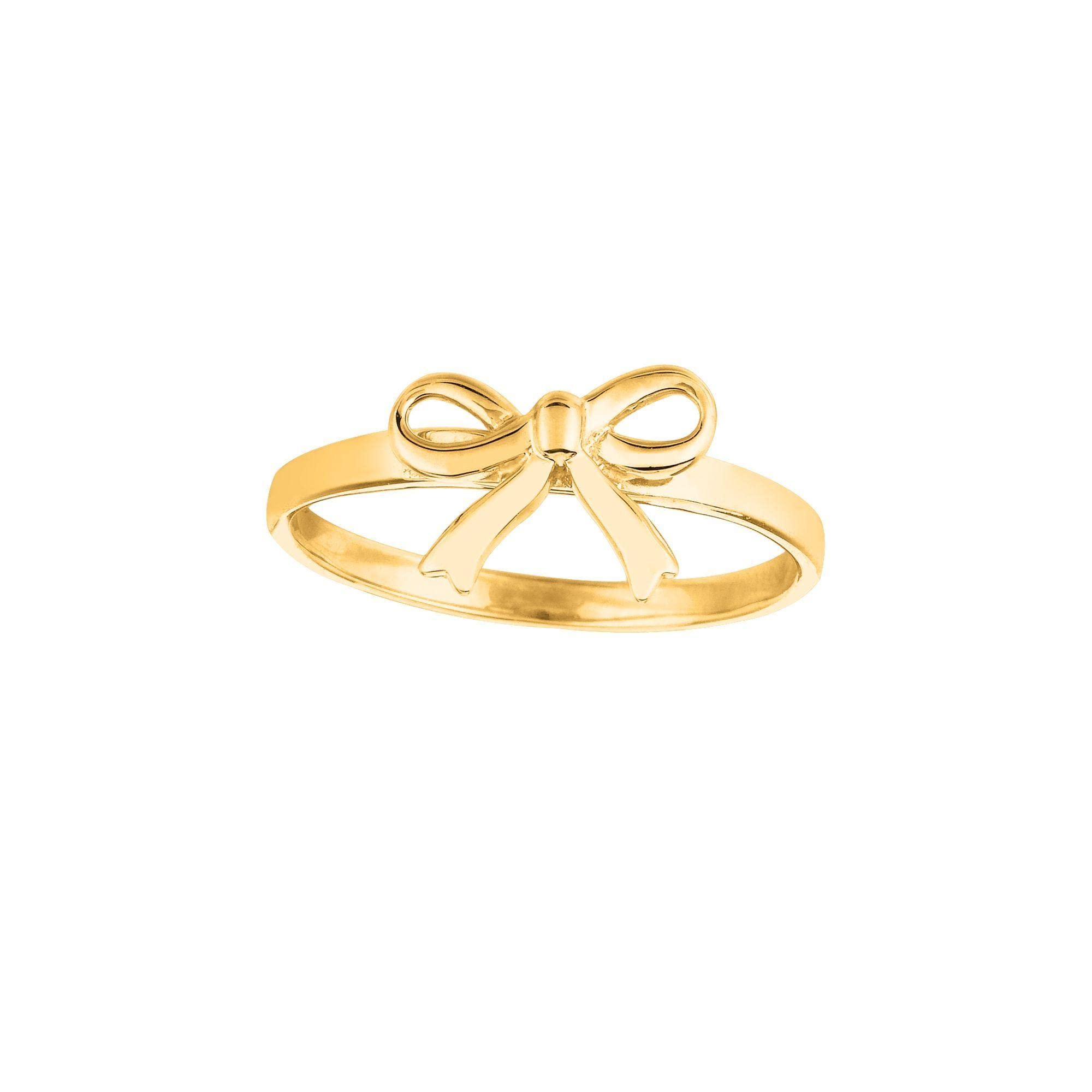 14K Yellow Gold Bow Ring for Women - Size 7 Adjustable Elegant Jewelry Gift for Birthday, Anniversary, Valentine's Day | Perfect for Everyday Wear & Special Occasions