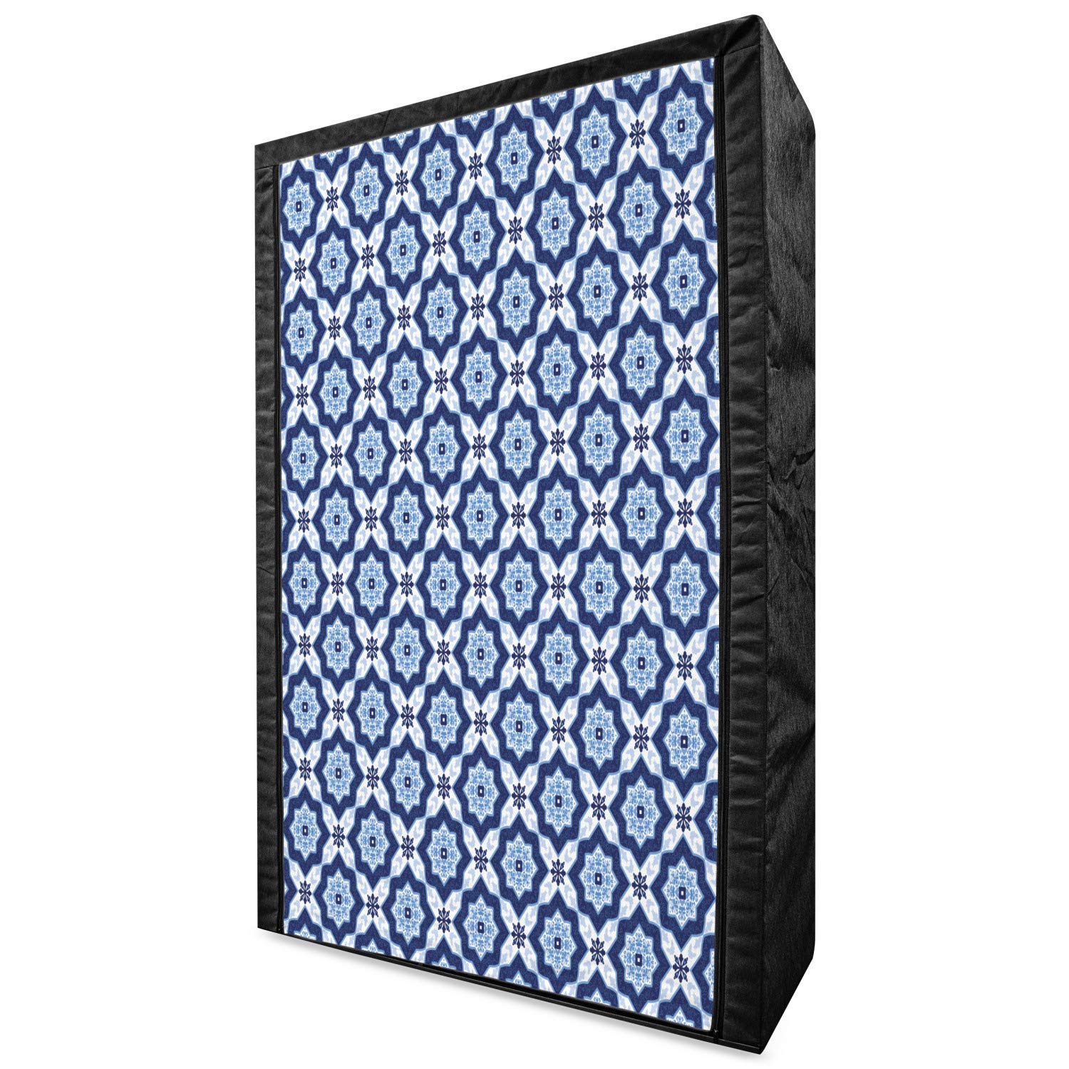 Ambesonne Indigo Portable Fabric Wardrobe with Moroccan Tile Floral Design - 42.5