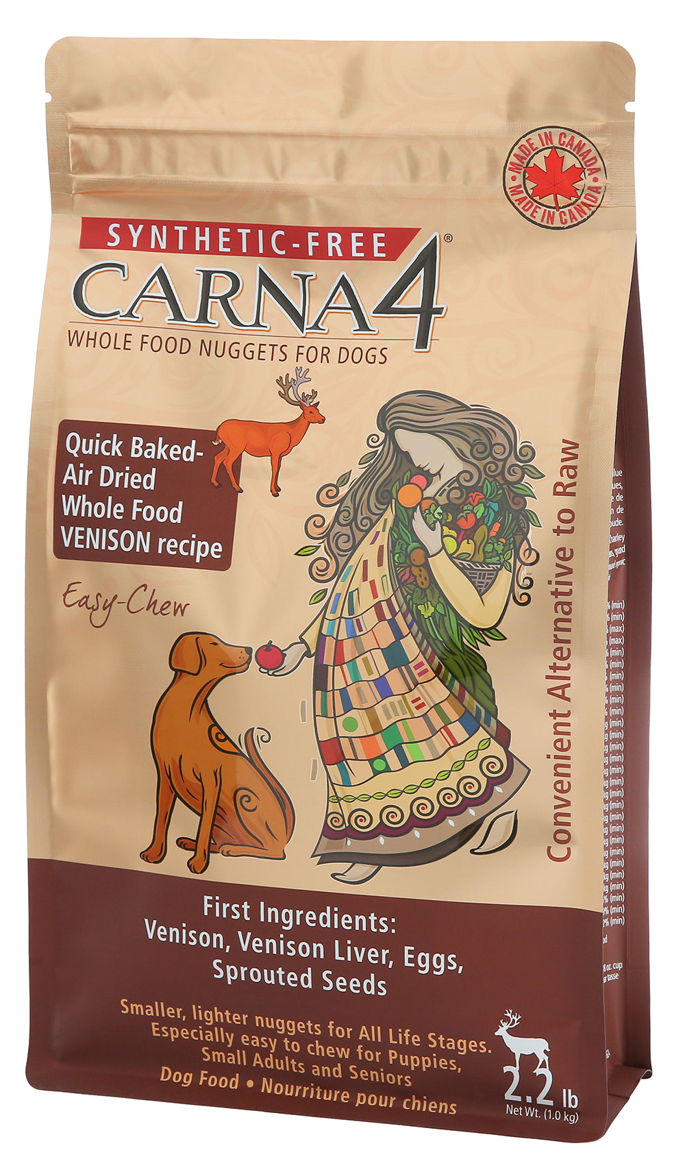 Carna4 Grain-Free Dry Dog Food with Venison - Easy to Chew for Small & Senior Dogs - Perfect for Sensitive Stomachs & Allergies - Healthy Kibble for Indoor & Outdoor Pets