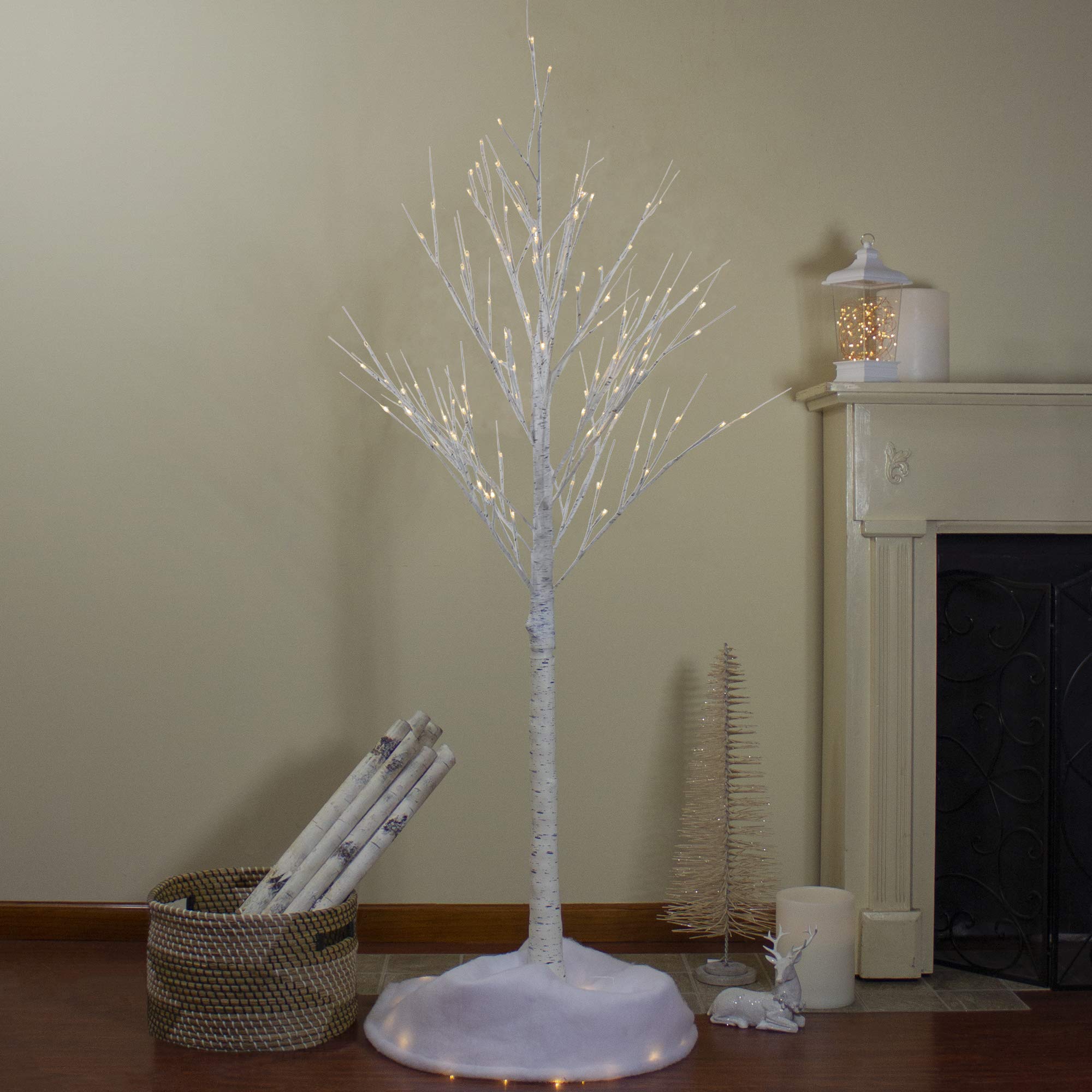 Northlight 6ft Christmas Birch Twig Tree with Warm White LED Lights - Outdoor Holiday Decoration for Porch, Yard, and Garden Festive Lighting