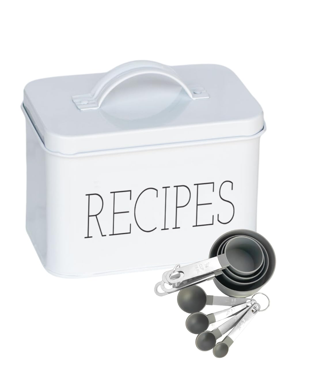 Vintage Farmhouse Recipe Tin Box - Decorative Kitchen Storage for Recipe Cards, Spices & Tea | Rustic Home Decor for Country Style Kitchens & Gift Giving