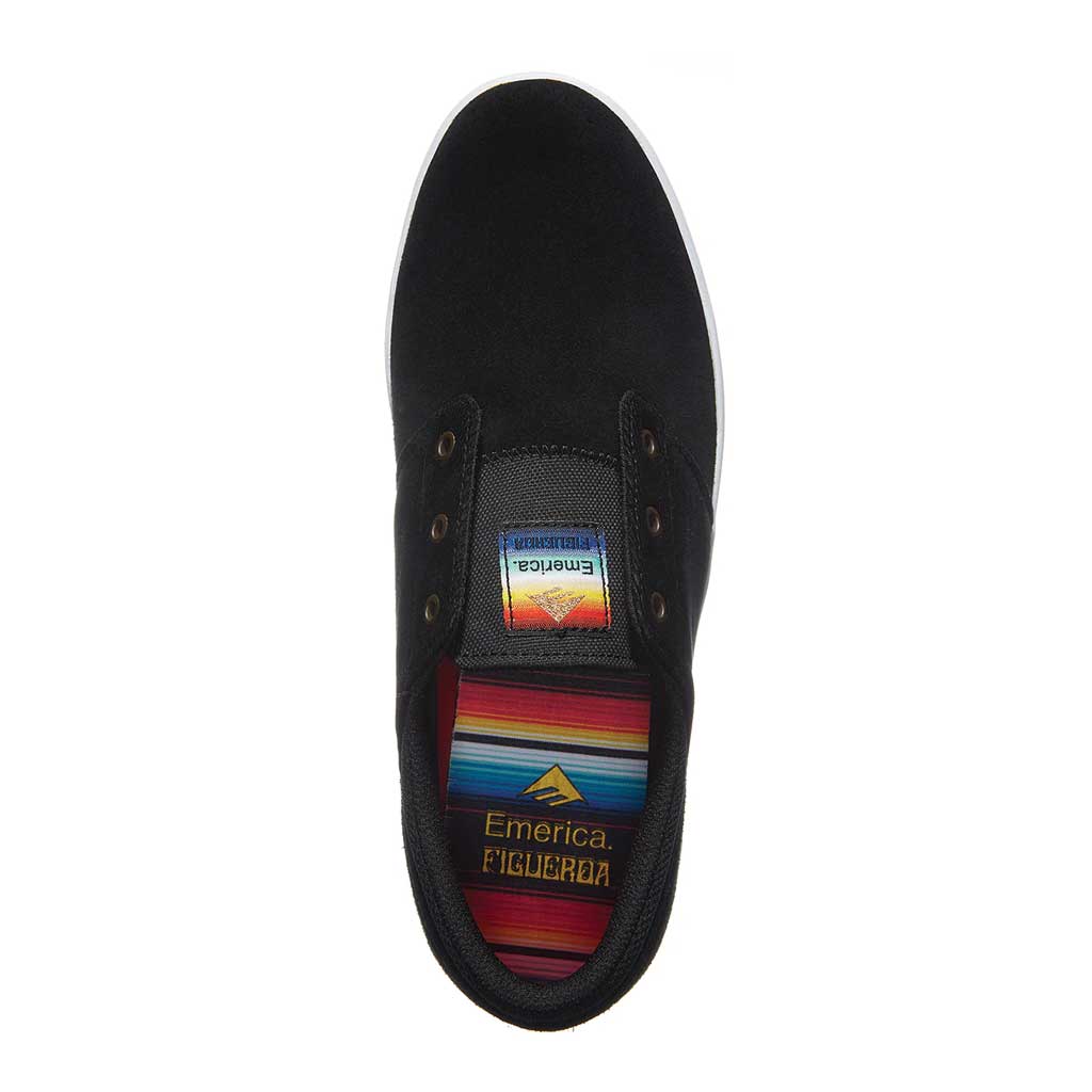 Emerica The Figueroa Skate Shoes - Black High-Top Sneakers for Street Skating & Casual Wear | Durable Canvas & Vulcanized Rubber Sole