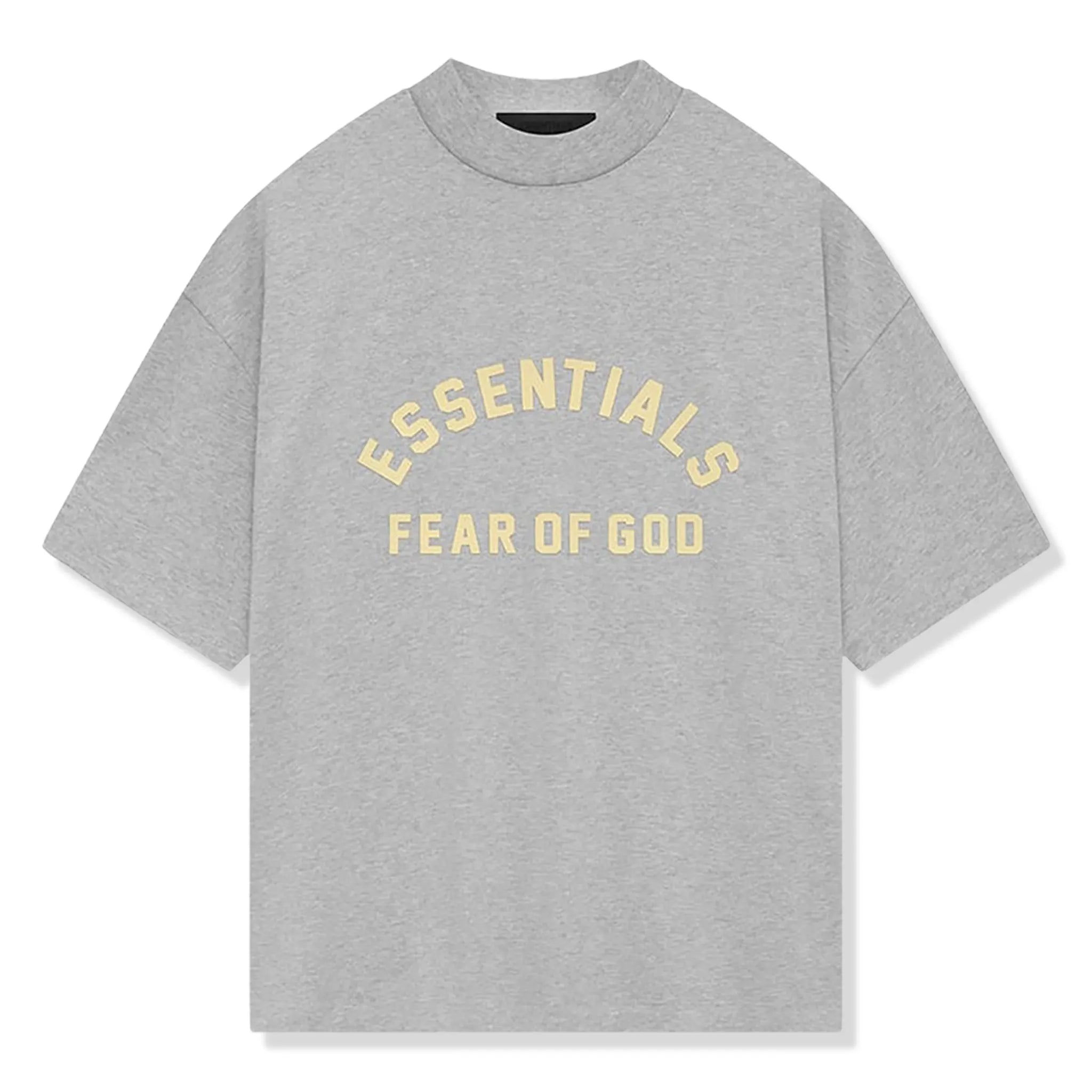 Fear of God Essentials Heavy Jersey Crewneck T-Shirt - Light Heather Grey | Men's Casual Streetwear Tee for Everyday Wear & Layering