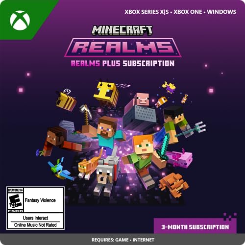 Minecraft Realms Plus 3-Month Subscription - Multiplayer Server Access for Xbox Series X|S, Xbox One, Windows [Digital Code] - Perfect for Family Fun and Creative Gaming