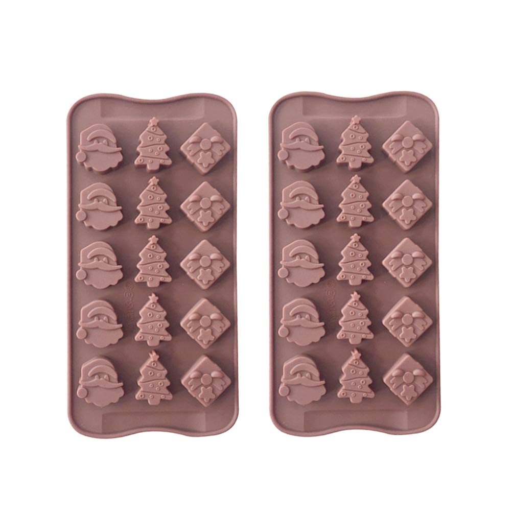 Happyyami 15-Cavity Silicone Chocolate Mold Set - Christmas Santa Candy & Fondant Baking Molds for DIY Chocolate Making, Candy Melts, Cake Decorating - Perfect for Holiday Baking, Home Kitchen, and Party Treats