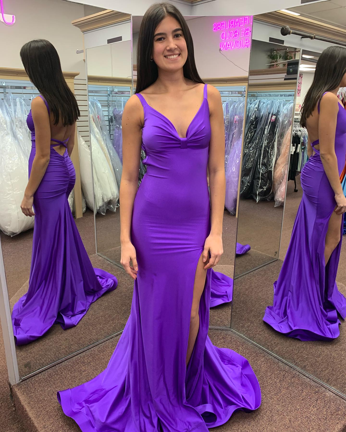 Elegant Backless Mermaid Purple Prom Dress - Satin Formal Evening Gown for Parties & Special Occasions | Style J6266 | Perfect for Homecoming, Prom Night & Black Tie Events