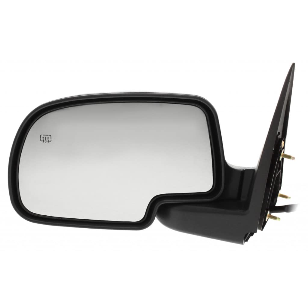 2000-2006 Chevy Suburban 1500/2500 Driver Side Heated Power Remote Manual Folding Black Door Mirror Replacement - GM1320247 15179832 - Perfect for Winter Driving & Towing Safety
