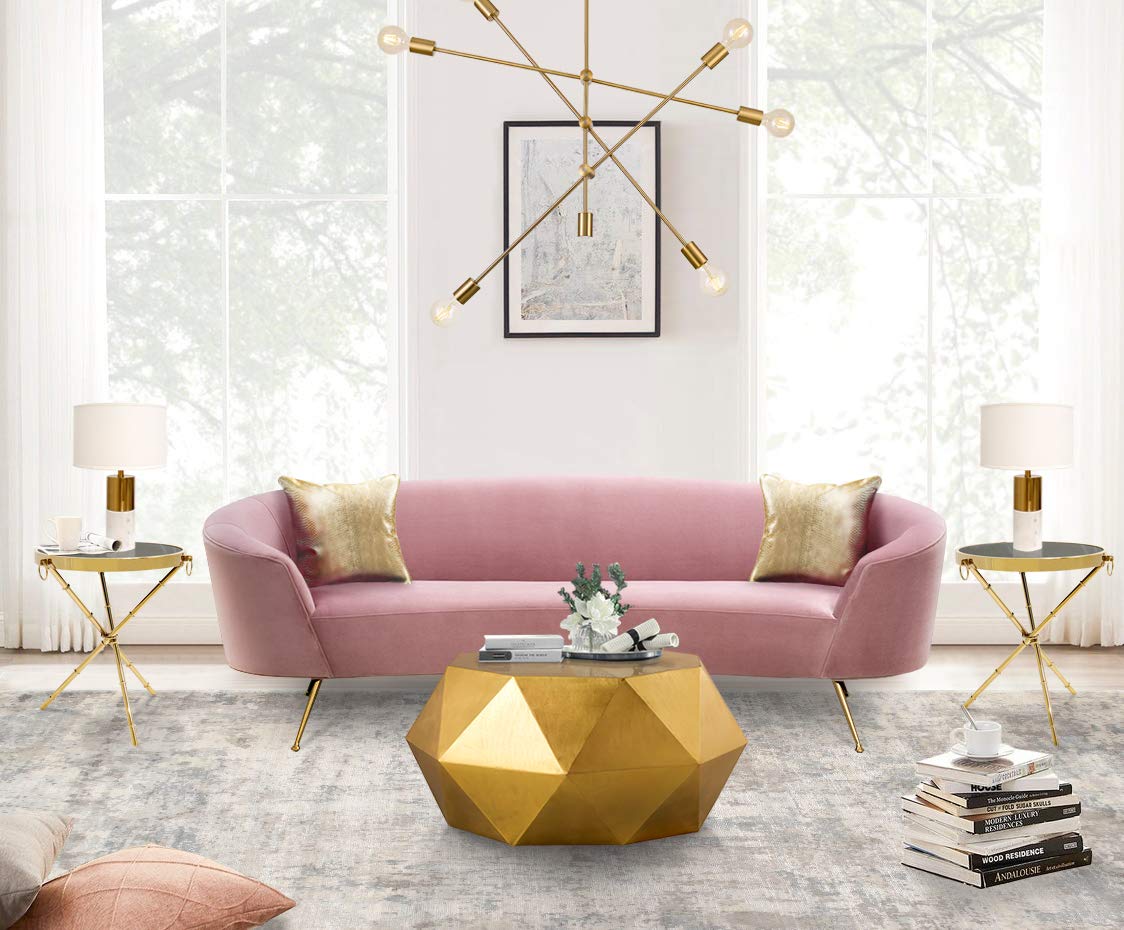 Byzantine Kronos Design Brass Finish Iron Coffee Table - Small Sofa End Table for Living Room, Luxury Home & Office Decor - Diamond Shape Accent Table for Indoor Use (Pasargad Home)