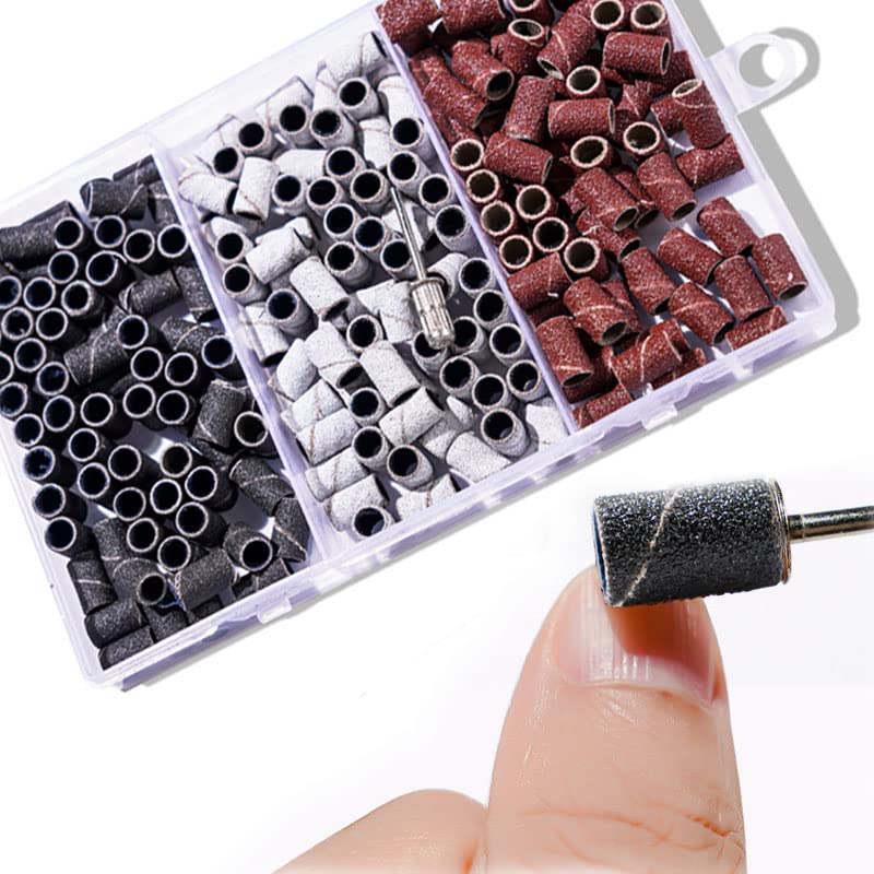 Yimart 210pcs Nail Sanding Bands Set - 80# 120# 180# Grit for Electric Nail Drill Machine - UV Gel Manicure & Pedicure Tools (3 Colors) - Perfect for Salon Professionals & DIY Nail Art at Home
