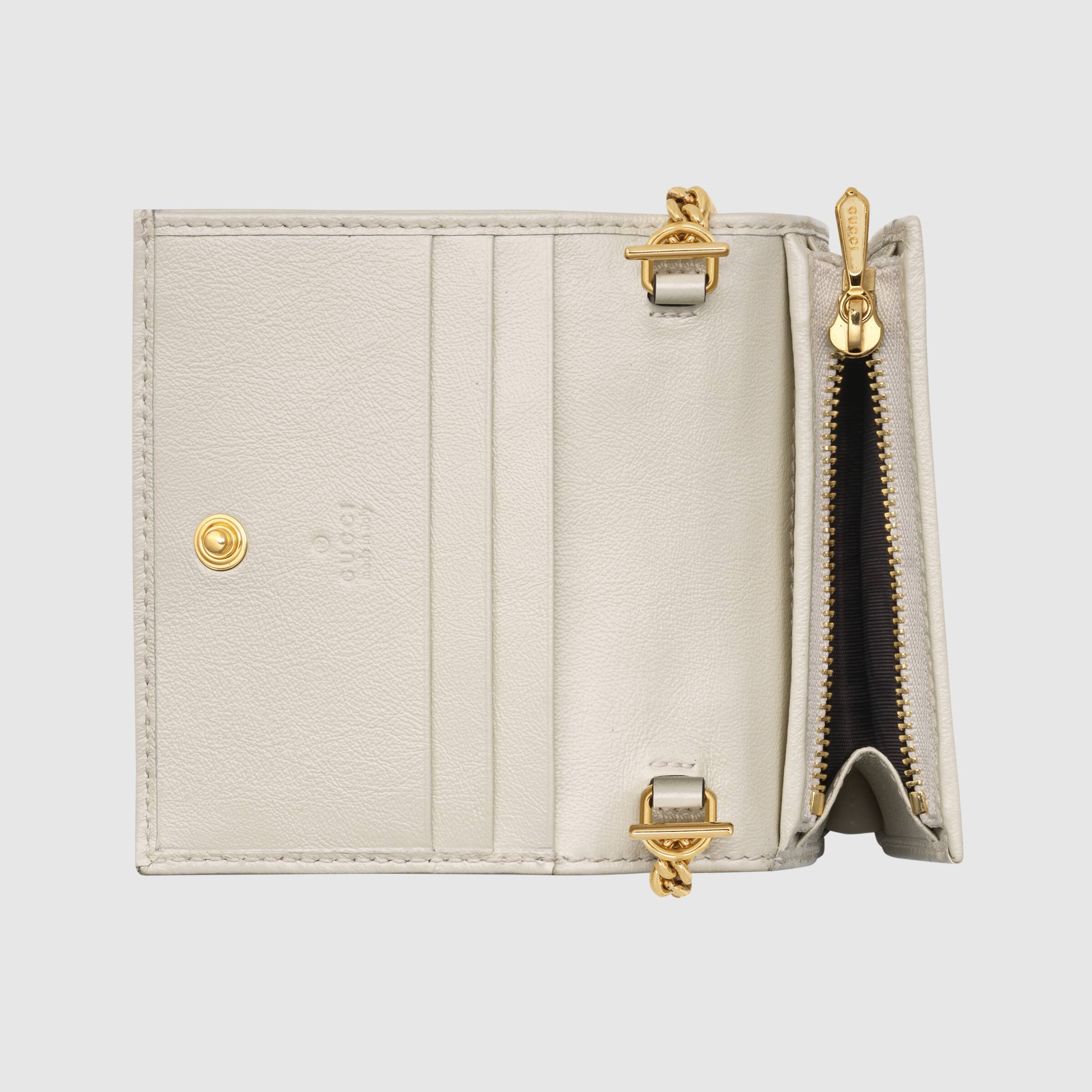 Gucci Rajah Chain Card Case Wallet in White - Stylish & Compact for Everyday Use, Parties, and Travel
