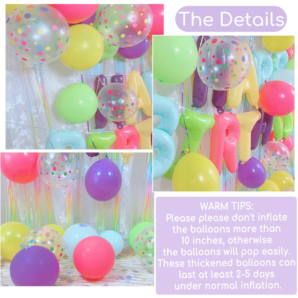 Pastel Balloon Kit for Birthday Party Decorations - Macaron Theme Party Supplies with Confetti, Rainbow Mylar Foil Balloons & Fringe Curtain - Perfect for Kids, Women & Men Birthday Celebrations, Baby Showers & Bridal Showers