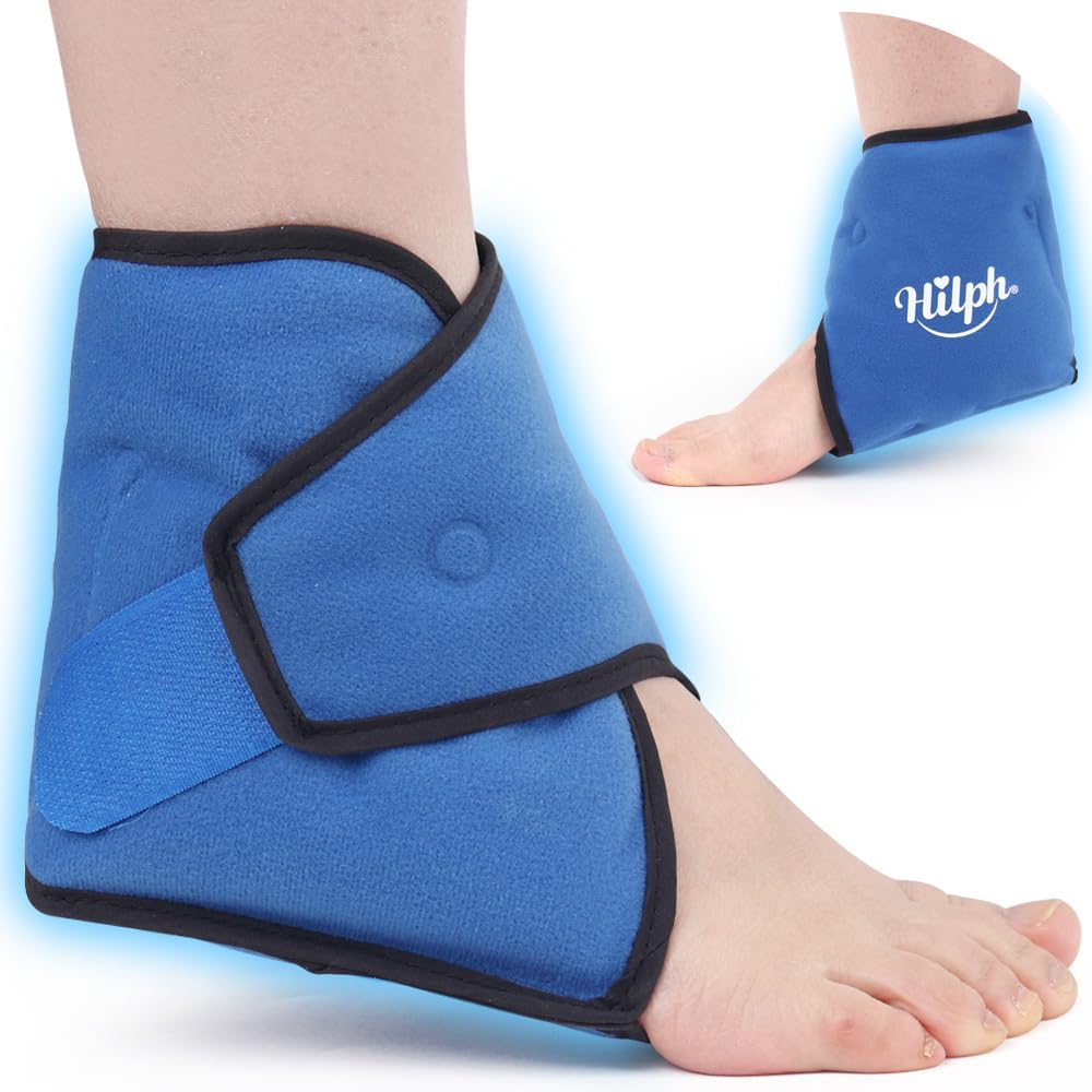Reusable Ankle Ice Pack Wrap for Pain Relief - Hot & Cold Therapy Gel Pack for Ankle Injuries, Heel Spurs, Plantar Fasciitis, Achilles Tendonitis & Edema - Blue | Perfect for Post-Workout Recovery & Injury Treatment