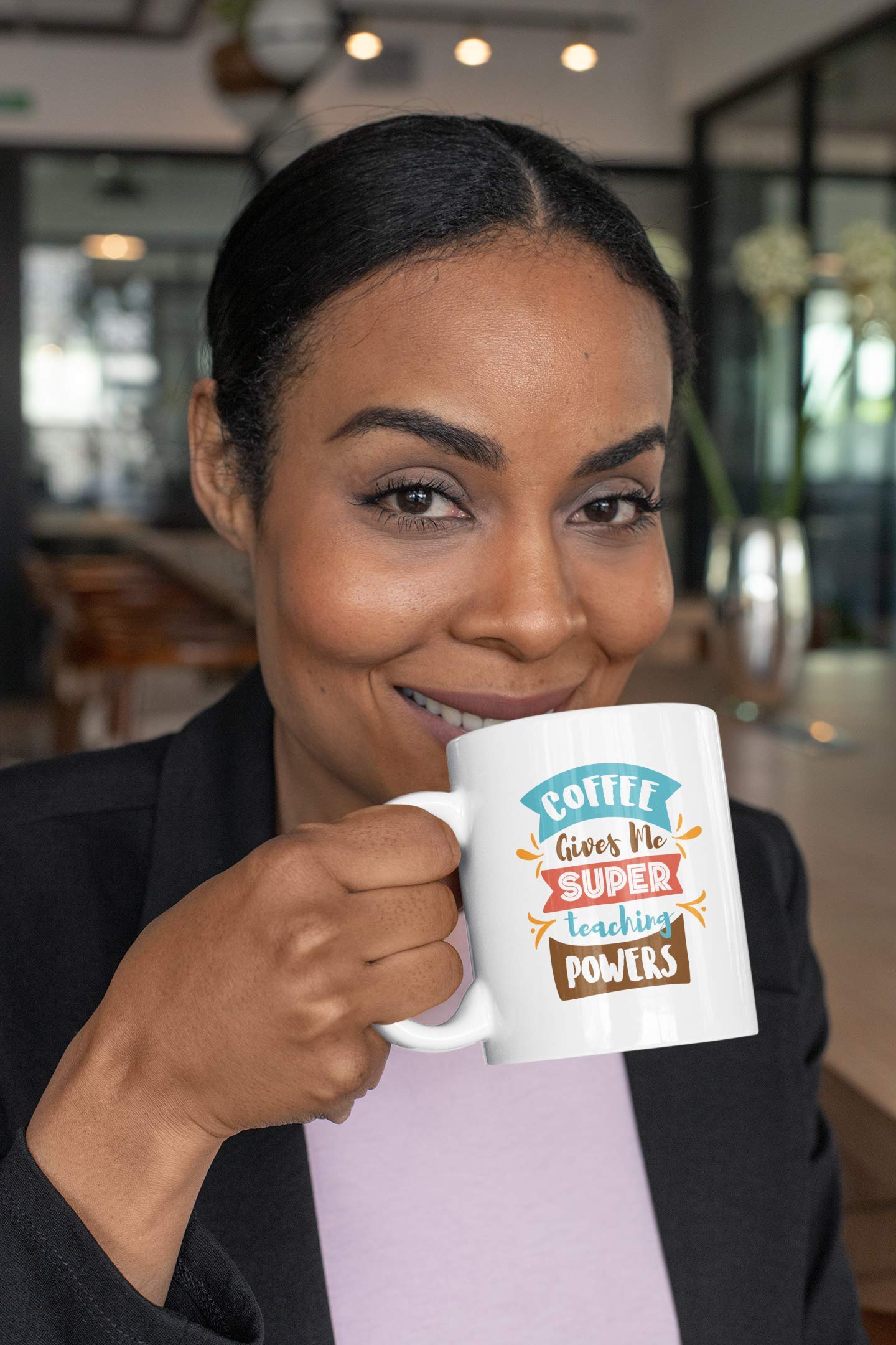 Super Teaching Powers Coffee Mug - 11oz Inspirational Teacher Gift for Coffee & Tea Lovers - Perfect for Classroom, Office & Teacher Appreciation Day