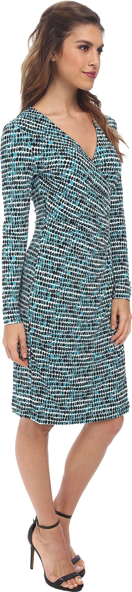 **Calvin Klein Women's Long Sleeve Asymmetrical Printed Dress - Elegant Office Wear & Evening Party Outfit**