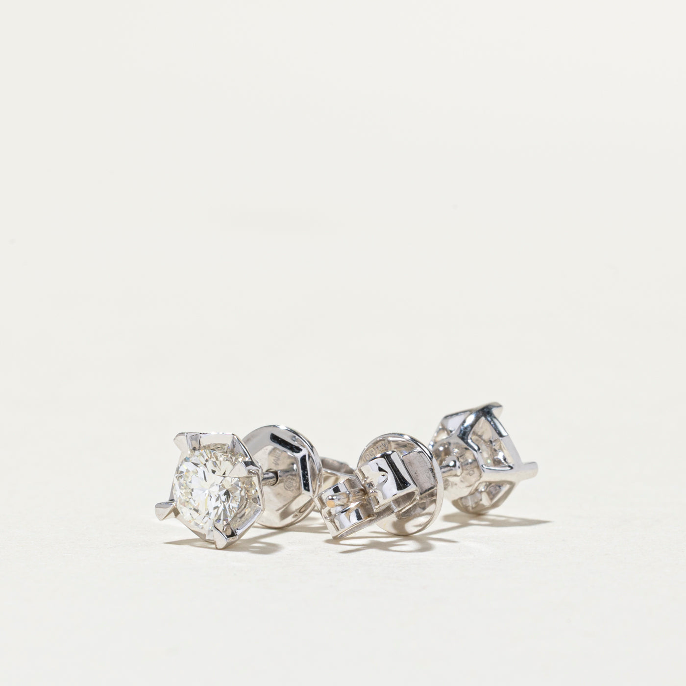 18K White Gold Basket Set Diamond Stud Earrings - 0.64ctw Total Weight | Perfect for Weddings, Anniversaries & Everyday Elegance