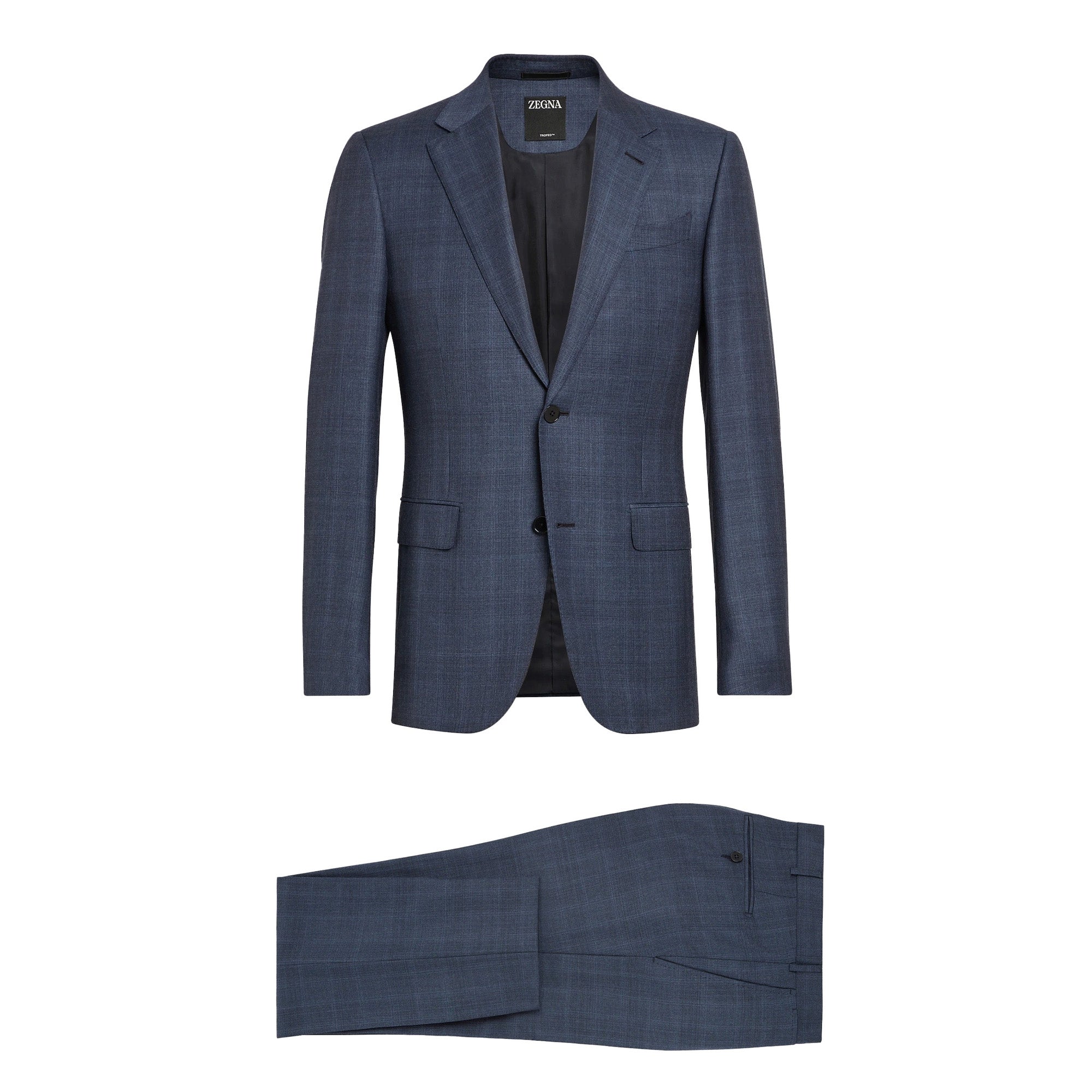 ZEGNA Prince of Wales TROFEO™ Wool Suit for Men - Premium Blue Business Suit - Perfect for Office, Weddings & Formal Events