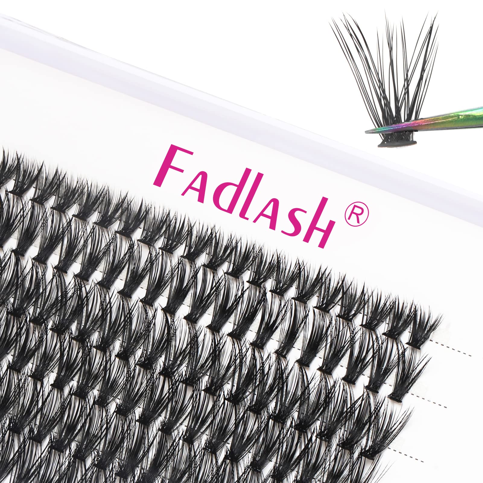 FADLASH 120pcs 40D D Cur Natural Soft Individual Lash Clusters Extensions - Long Black Faux Mink Volume Eyelashes for Dramatic Look (14mm, Reusable) | Perfect for Bridal, Party & Special Occasions