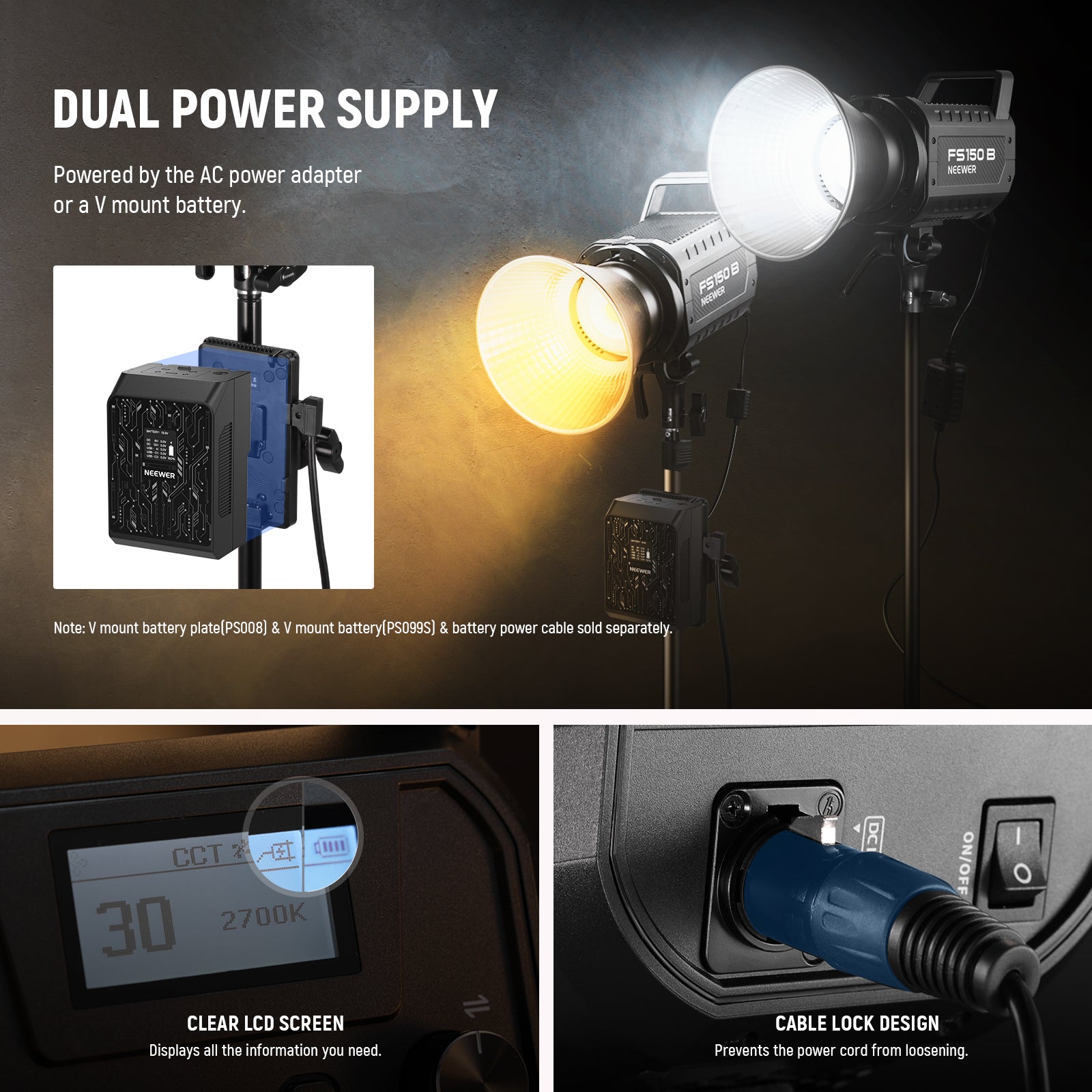 NEEWER FS150B 130W Bi-Color LED Video Light for Photography, YouTube & Studio Filming - Dimmable Continuous Lighting for Professional Videography