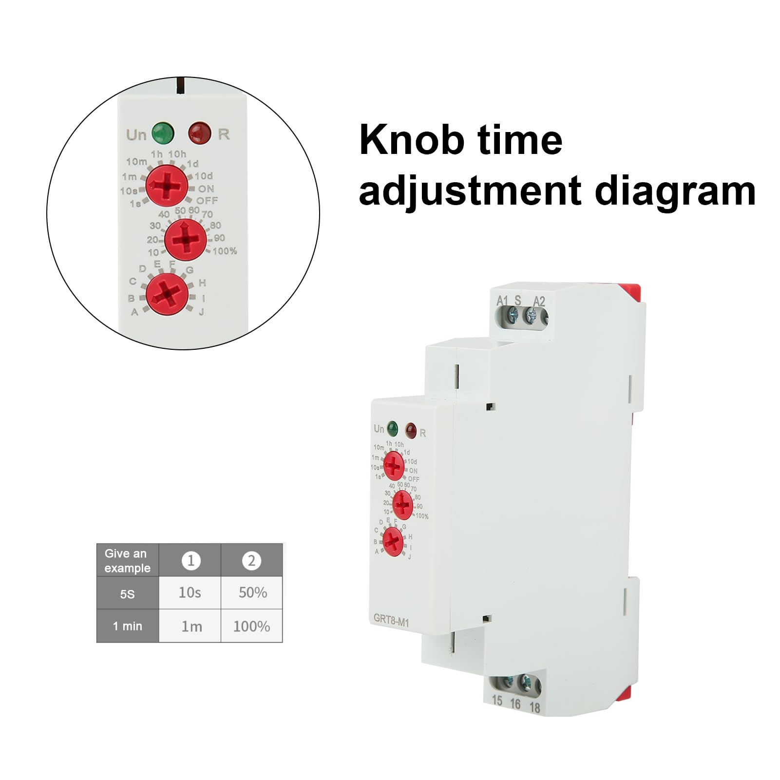 GRT8-M1 Multifunctional Time Delay Relay Timer with 10 Functions, DIN Rail Mount, AC/DC 12V-240V, On/Off Timer for Industrial Automation, HVAC Systems, and Electrical Control Panels