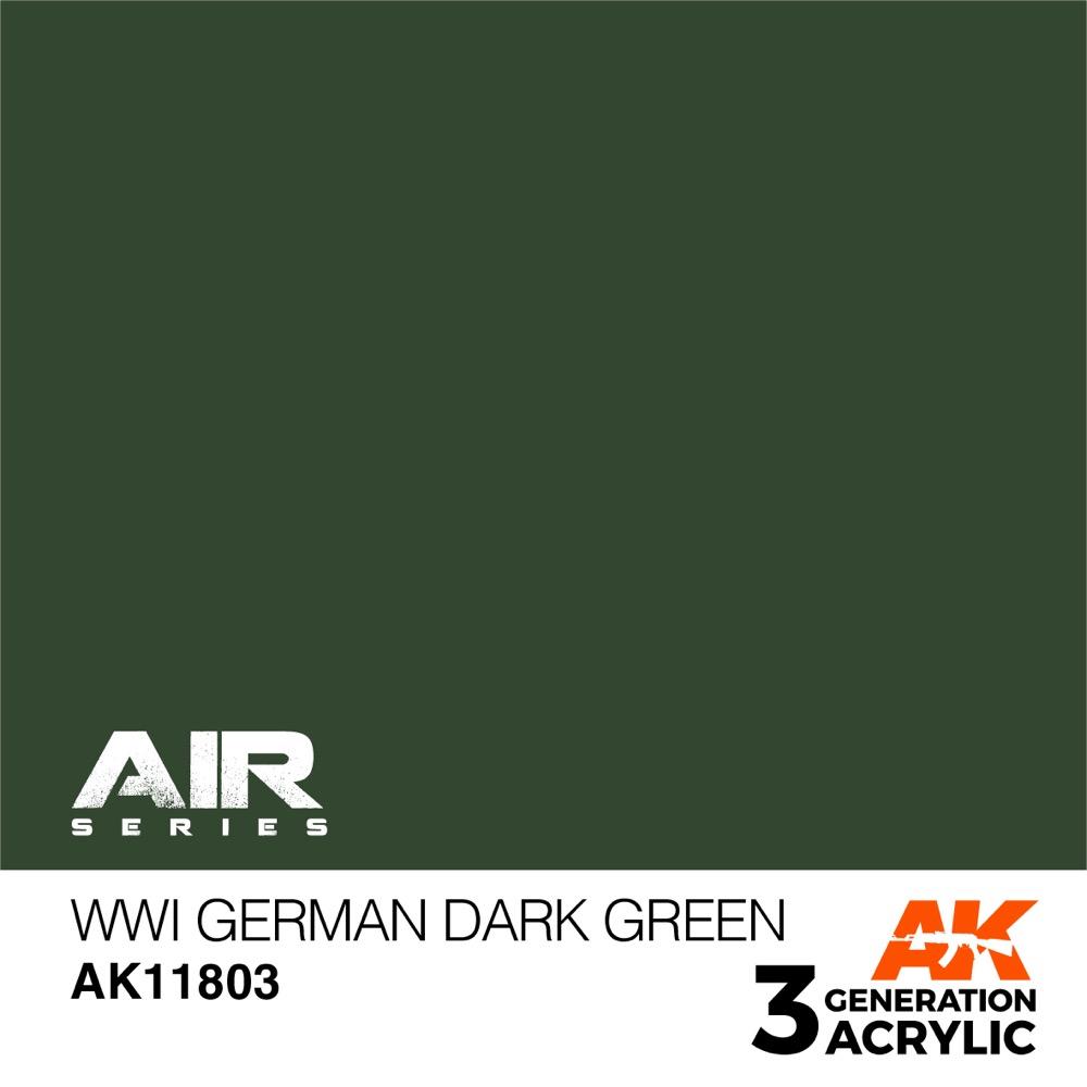 AK Interactive AK11803 Air Series WWI German Dark Green Acrylic Paint - 17ml Bottle - 3rd Generation Formula - Perfect for Model Kits, Dioramas & Military Miniatures