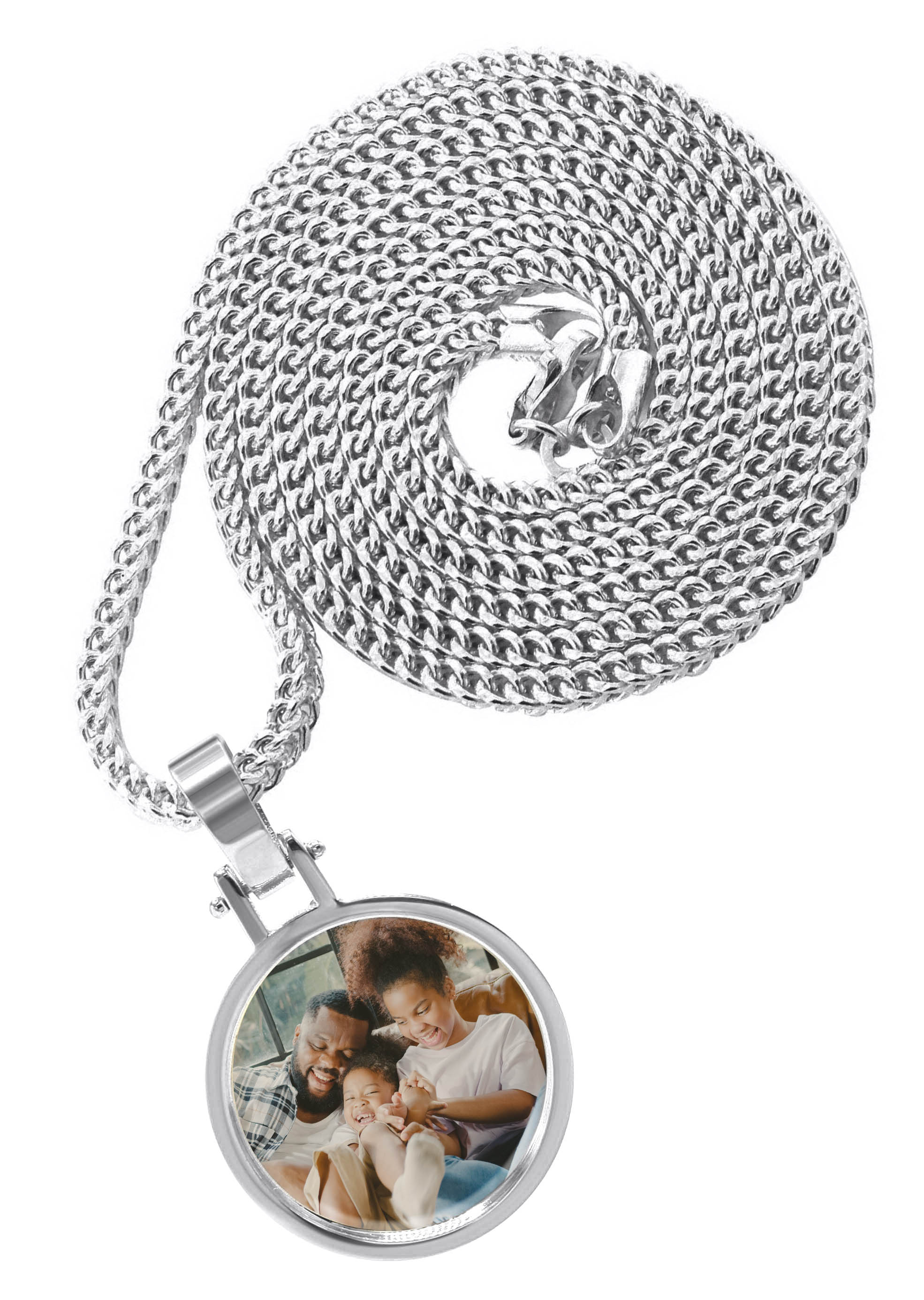 10K/14K White Gold Small Round Picture Pendant Necklace - Personalized Photo Locket for Women, Elegant Jewelry Gift for Mom, Wife, Girlfriend - Perfect for Anniversaries, Birthdays & Special Occasions