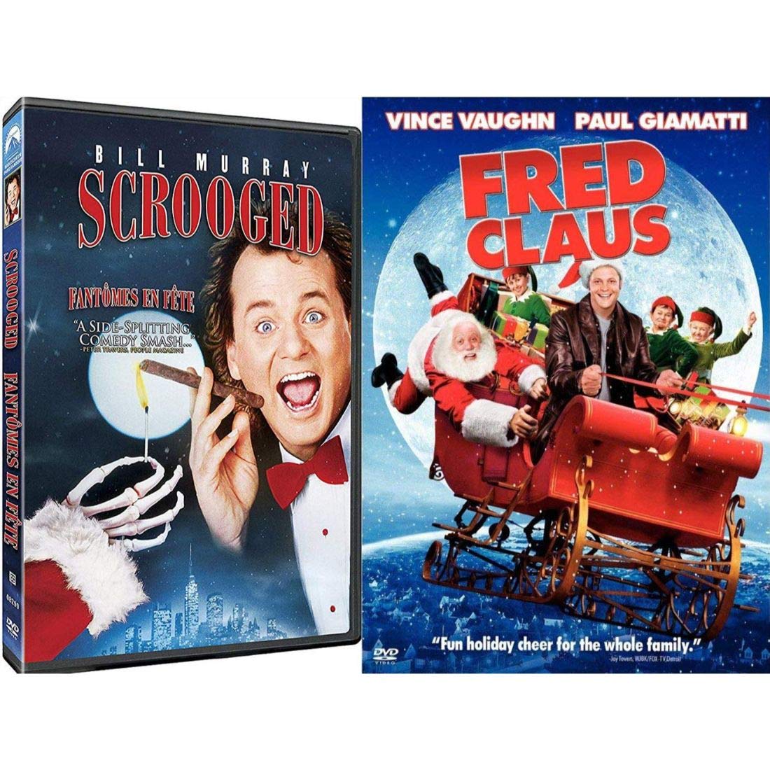 Fred Claus & Scrooged Christmas Movie 2-Pack DVD - Vince Vaughn & Bill Murray Holiday Classics - Perfect for Family Movie Nights & Festive Gatherings