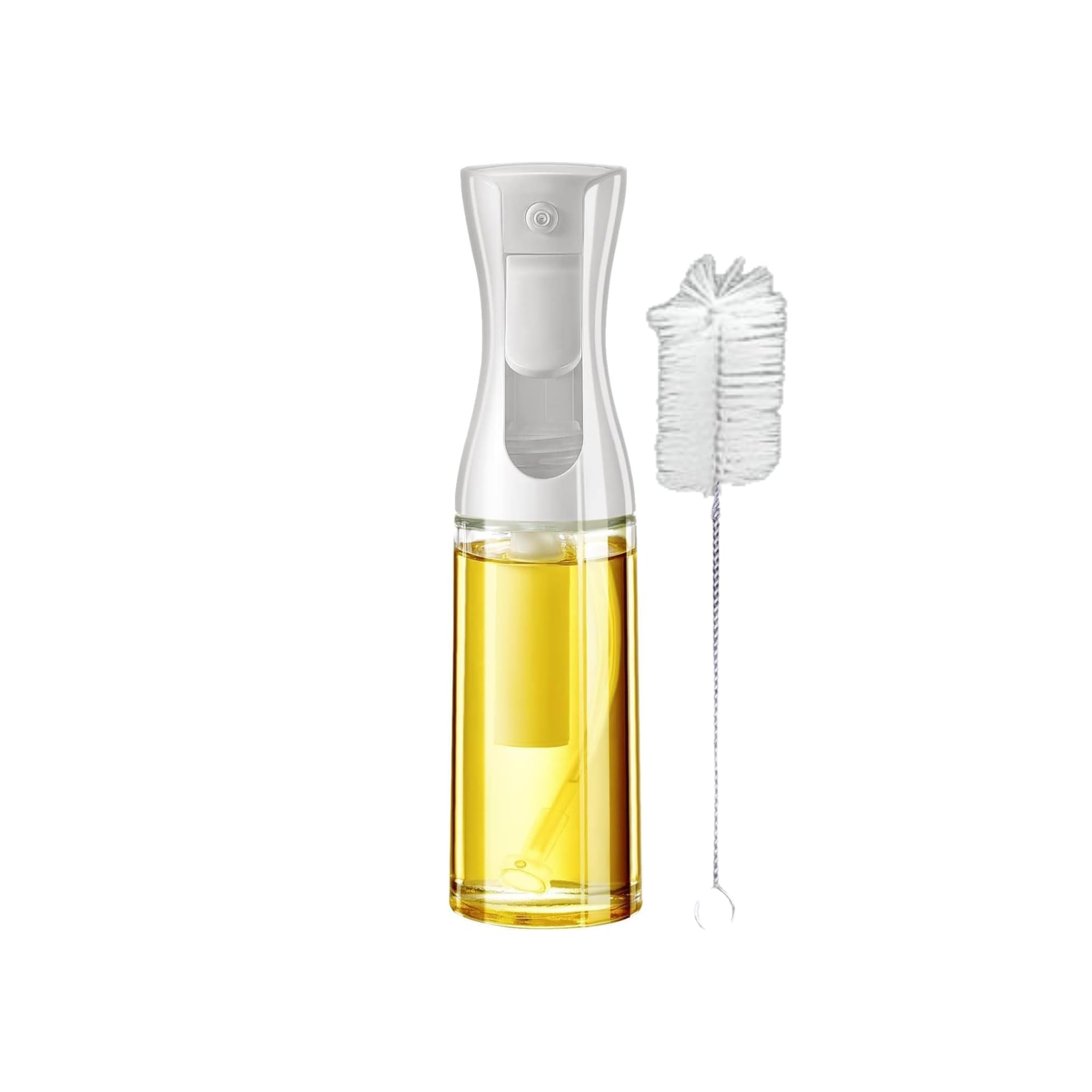 Premium Glass Oil Sprayer for Cooking - 200ml Olive Oil Mister with Safety Lock & Cleaning Brush - Perfect for Air Fryer, Salad, Baking, Frying & BBQ - Healthy Kitchen Gadget for Low-Fat Cooking