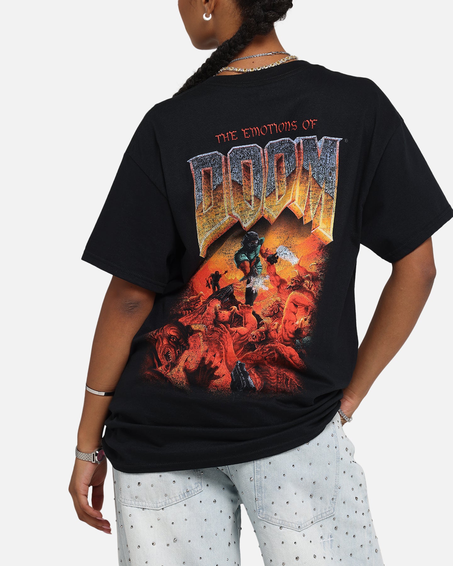 73 Studio X Doom Today I Feel Graphic T-Shirt - Black Cotton Tee for Men - Casual Streetwear & Gaming Outfit