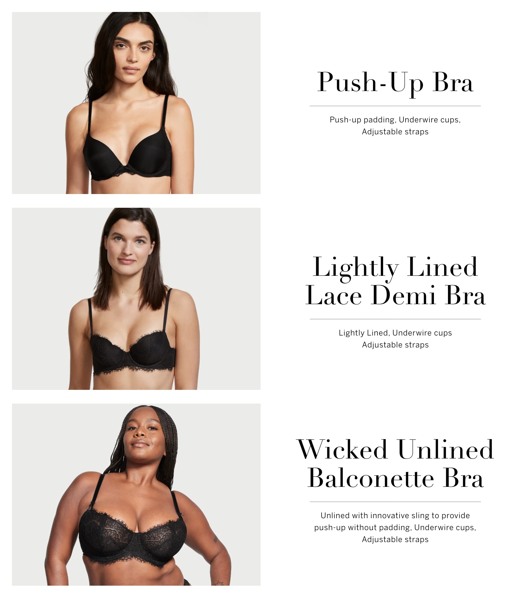 Victoria's Secret Dream Angels Wicked Unlined Balconette Bra for Women - 32A-38DDD - Comfortable Sexy Lingerie for Everyday Wear & Special Occasions