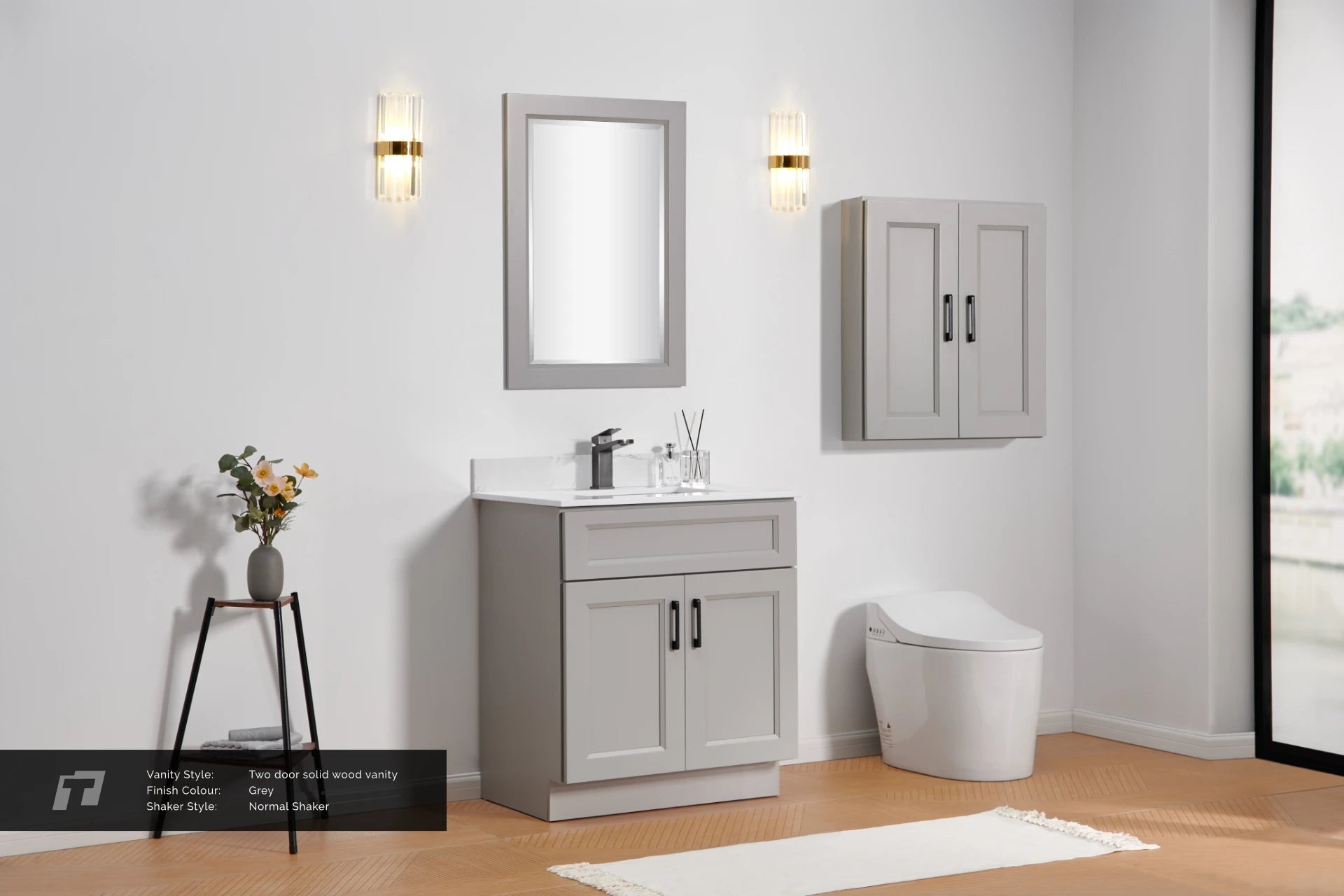 Nova 30 Inch Bathroom Vanity with Quartz Countertop - 2 Door Storage Cabinet in 3 Colors for Modern Bathroom Remodel