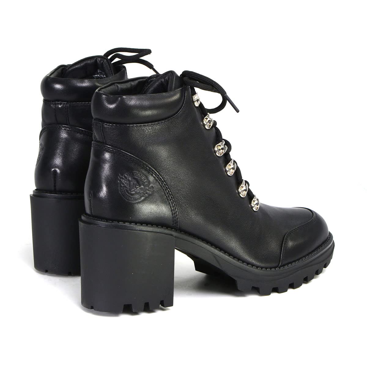 Milwaukee Leather Women's Devine Black Leather Lace-Up Platform Boots MBL9439 - Stylish Ankle Boots for Casual Outfits & Night Out