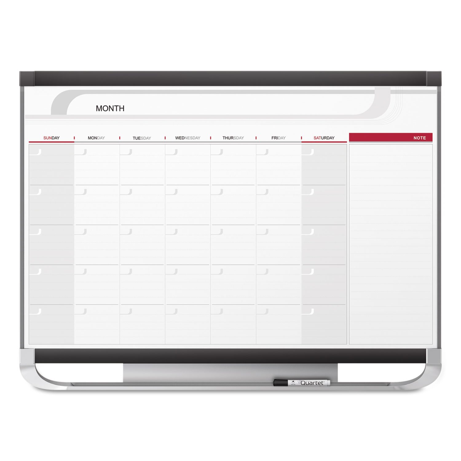 Quartet CP32P2 Monthly Wall Calendar with Dry Erase Marker - 3ft x 2ft, Graphite Frame - Perfect for Office, Classroom, or Home Organization & Planning