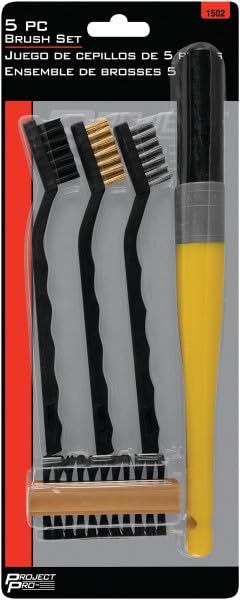 Performance Tool 1502 10-Piece Detail Cleaning Brush Set - Nylon, Brass & Steel Bristles for Crafts, Dirt, Oil & Paint Removal - Perfect for Automotive Detailing, DIY Projects & Home Cleaning