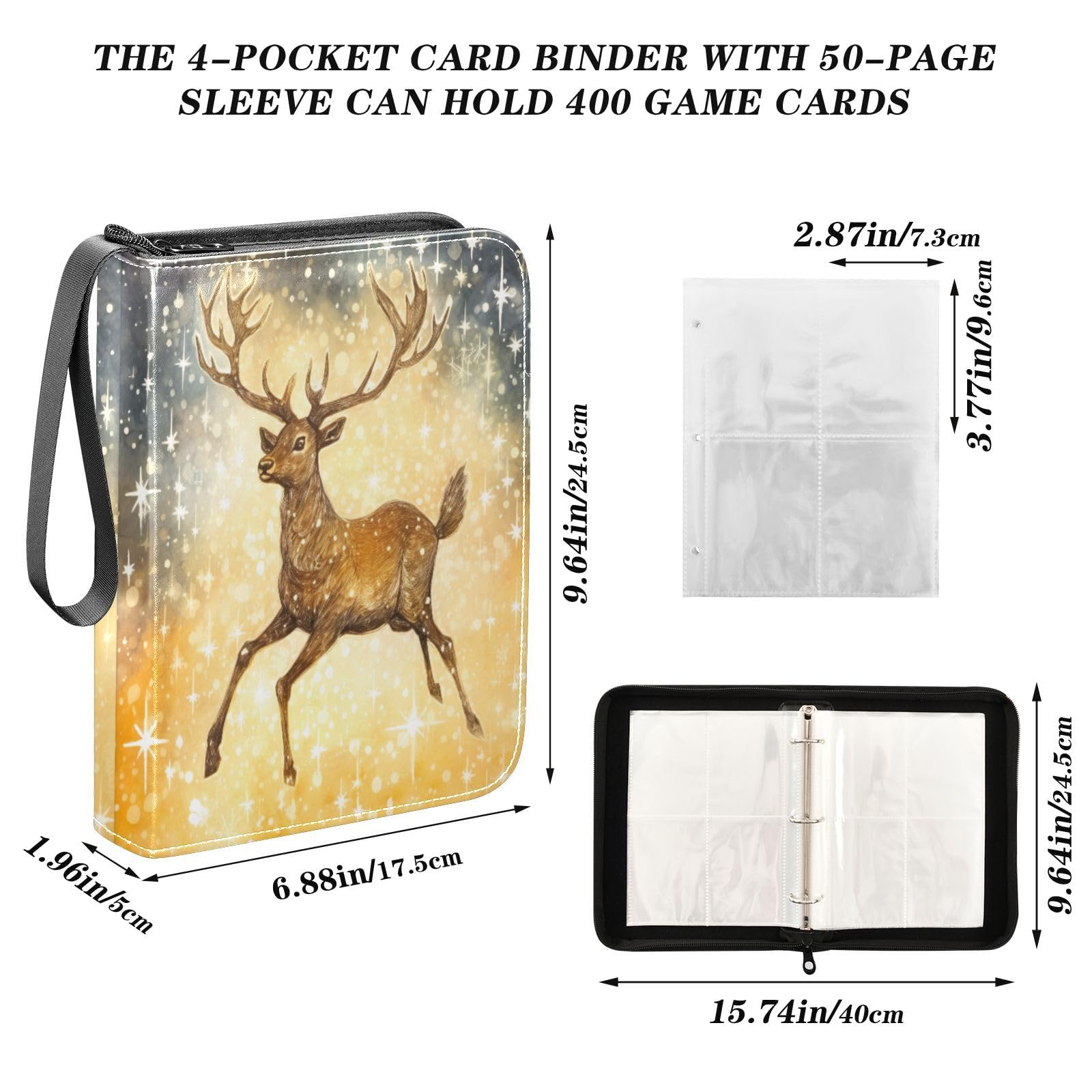 Qilmy 400 Pocket PU Leather Trading Card Binder - Cactus Flower Design, Collector Album for Sports Cards, Game Cards & TCG - Durable Card Folder for Storage & Organization